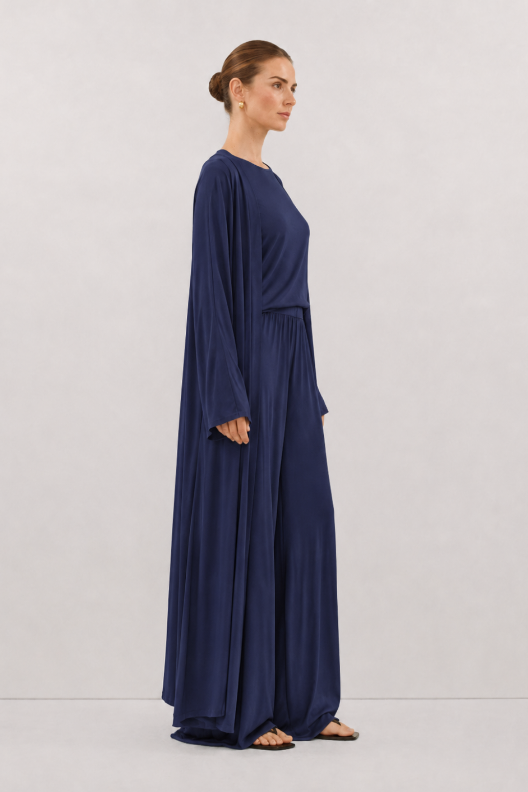 Relaxia | 3 lü Kimono Pantolon Tişört Takım İndigo