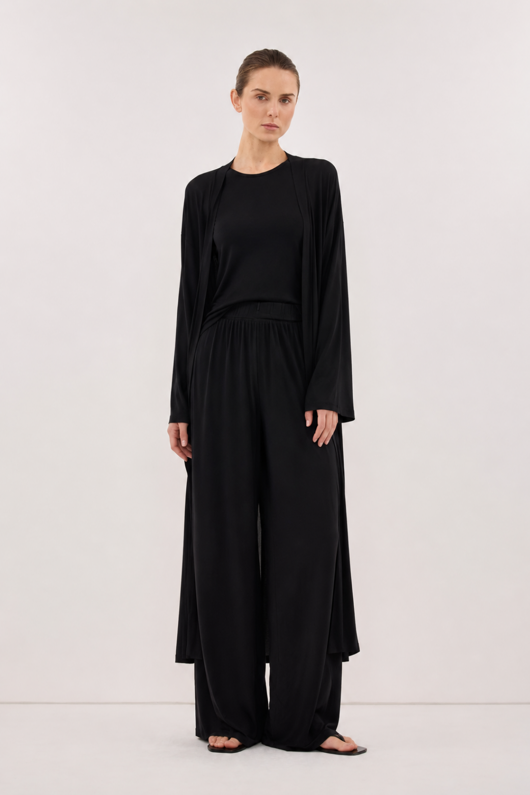 Relaxia | 3 lü Kimono Pantolon Tişört Takım Siyah