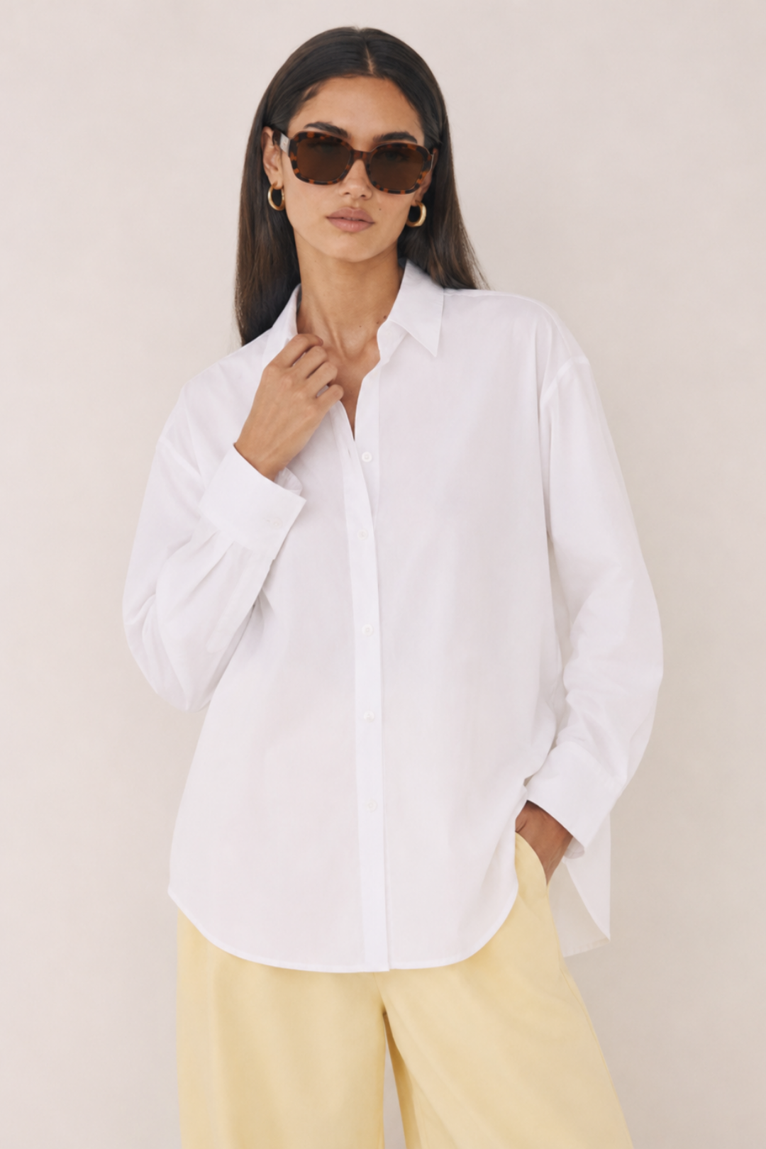 RİVA | Oversize Poplin Gömlek Beyaz