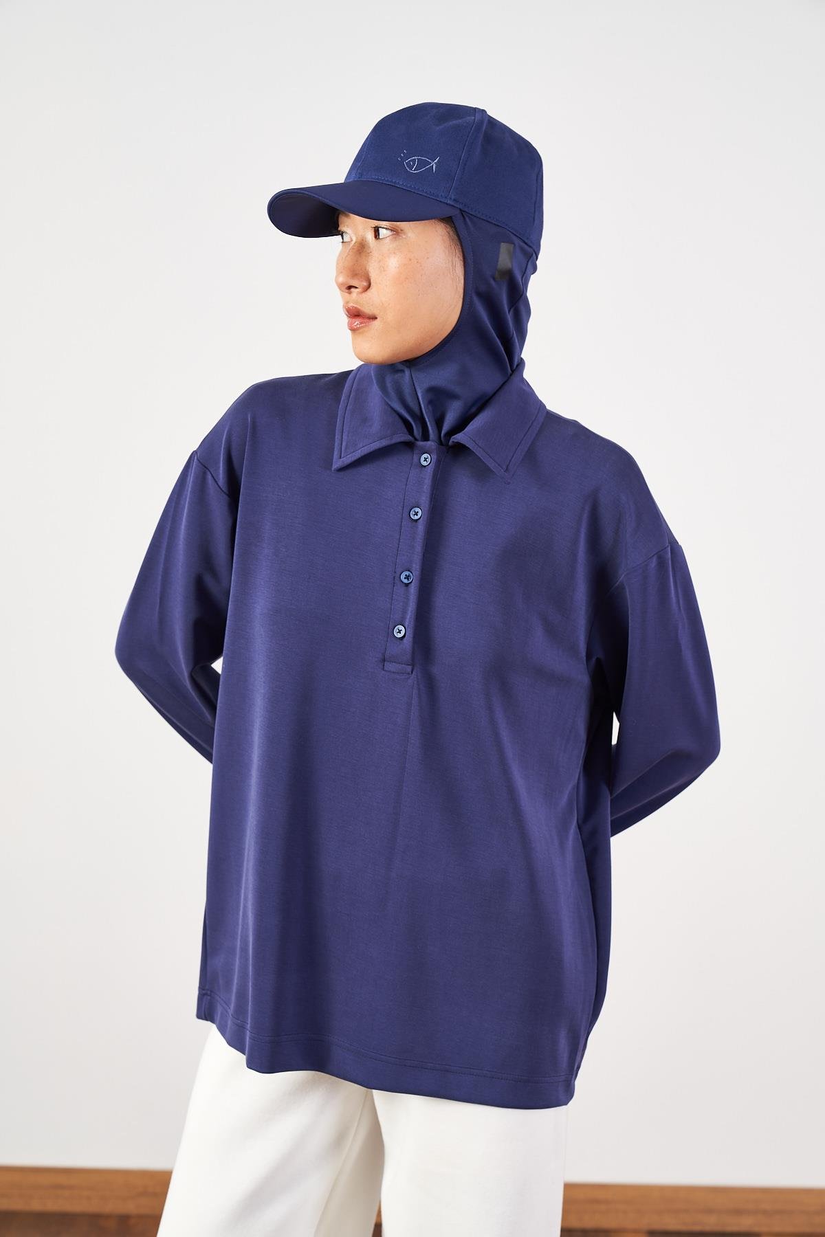 Sportif Polo Yaka T-shırt Lacivert