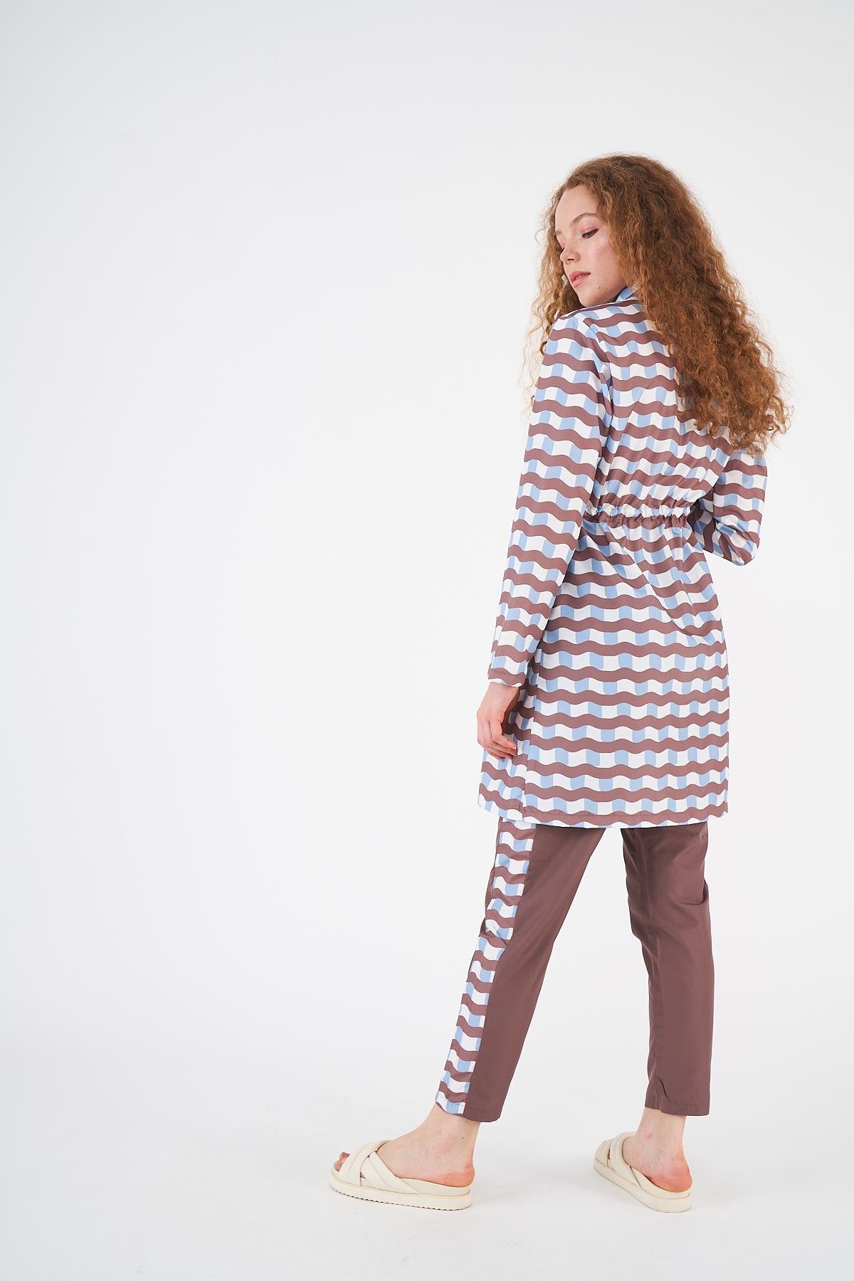 Stopper Wave Pattern Covered Swimsuit Brownrengi