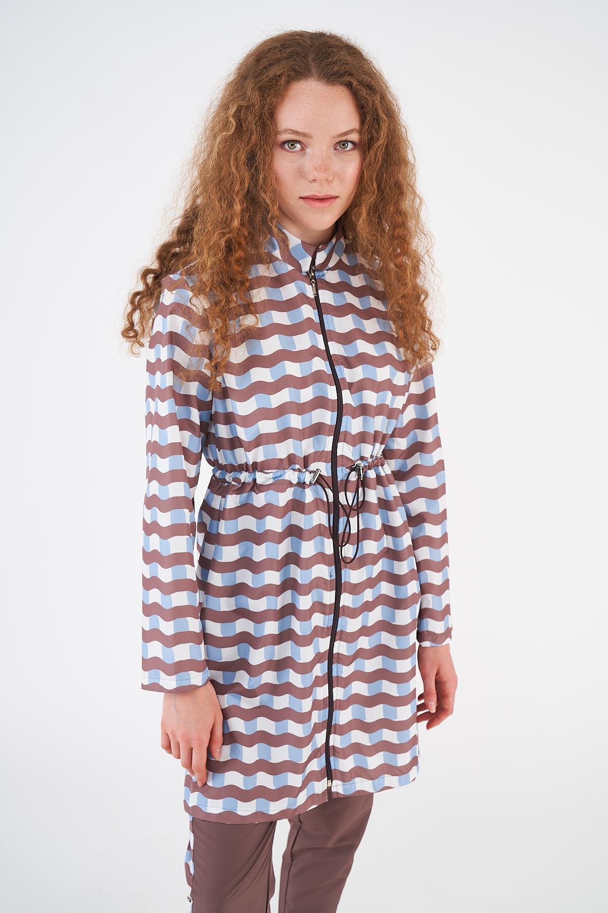 Stopper Wave Pattern Covered Swimsuit Brownrengi