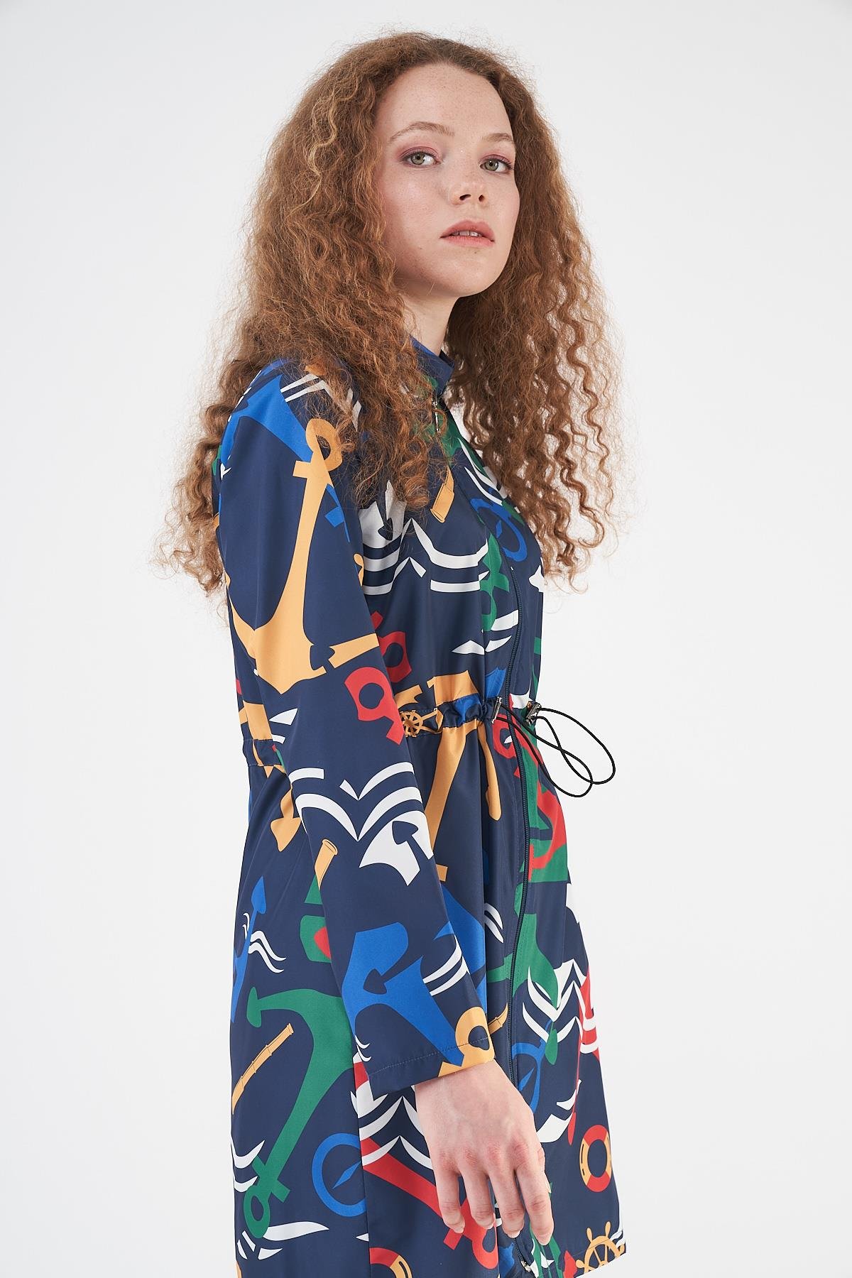 Stopper Marin Pattern Covered Swimsuit Navy Blue