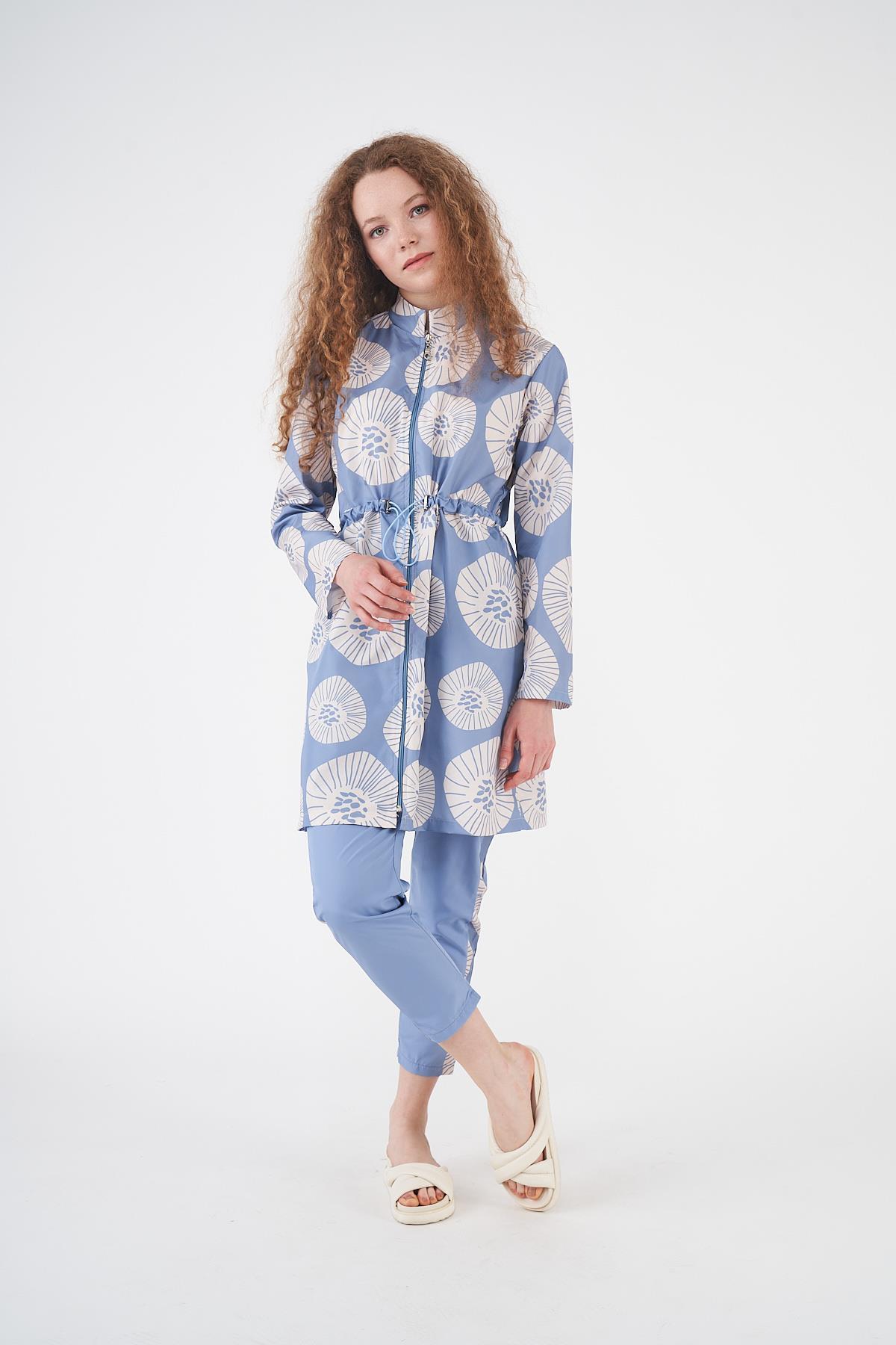 Stopper Pervane Pattern Covered Swimsuit indigo