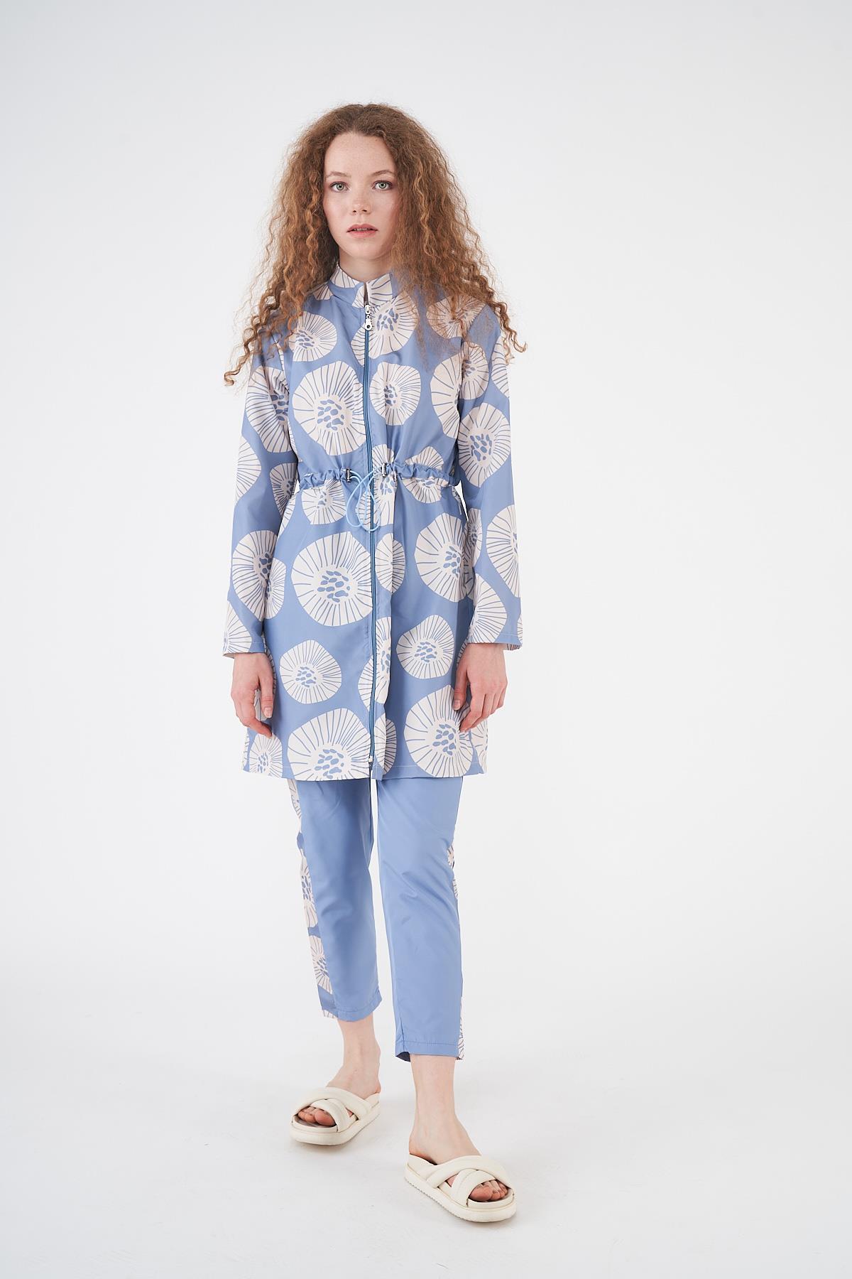 Stopper Pervane Pattern Covered Swimsuit indigo