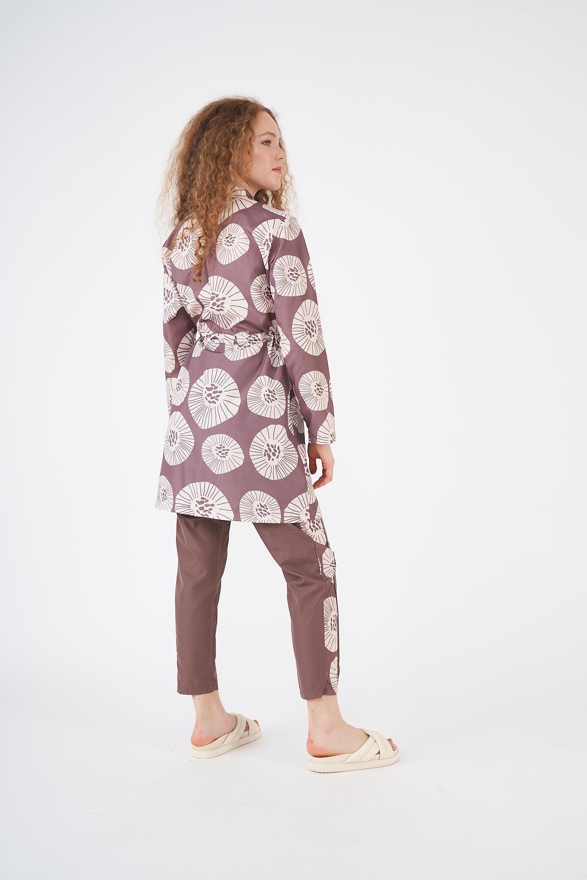 Stopper Pervane Pattern Covered Swimsuit Brownrengi