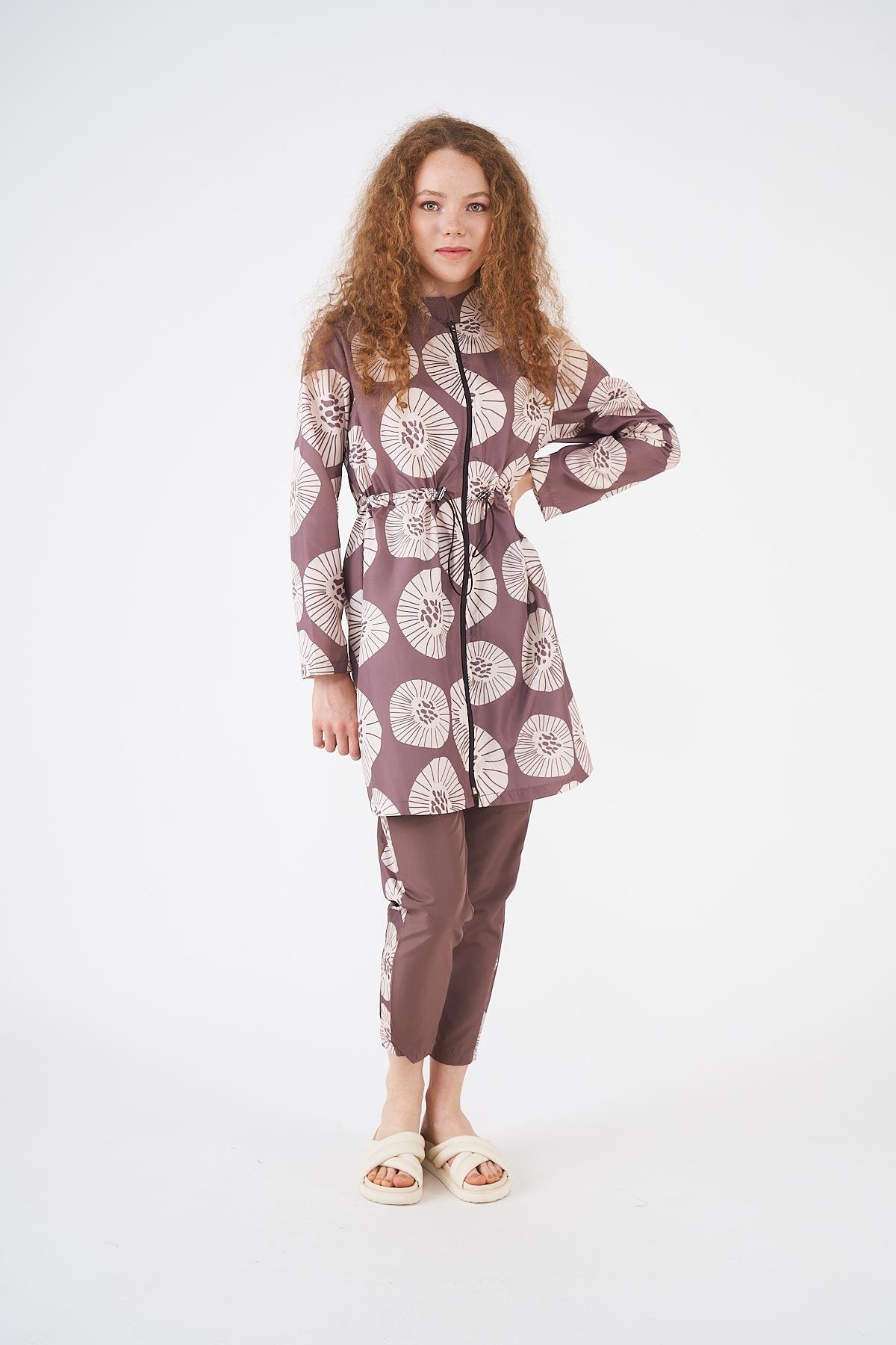 Stopper Pervane Pattern Covered Swimsuit Brownrengi