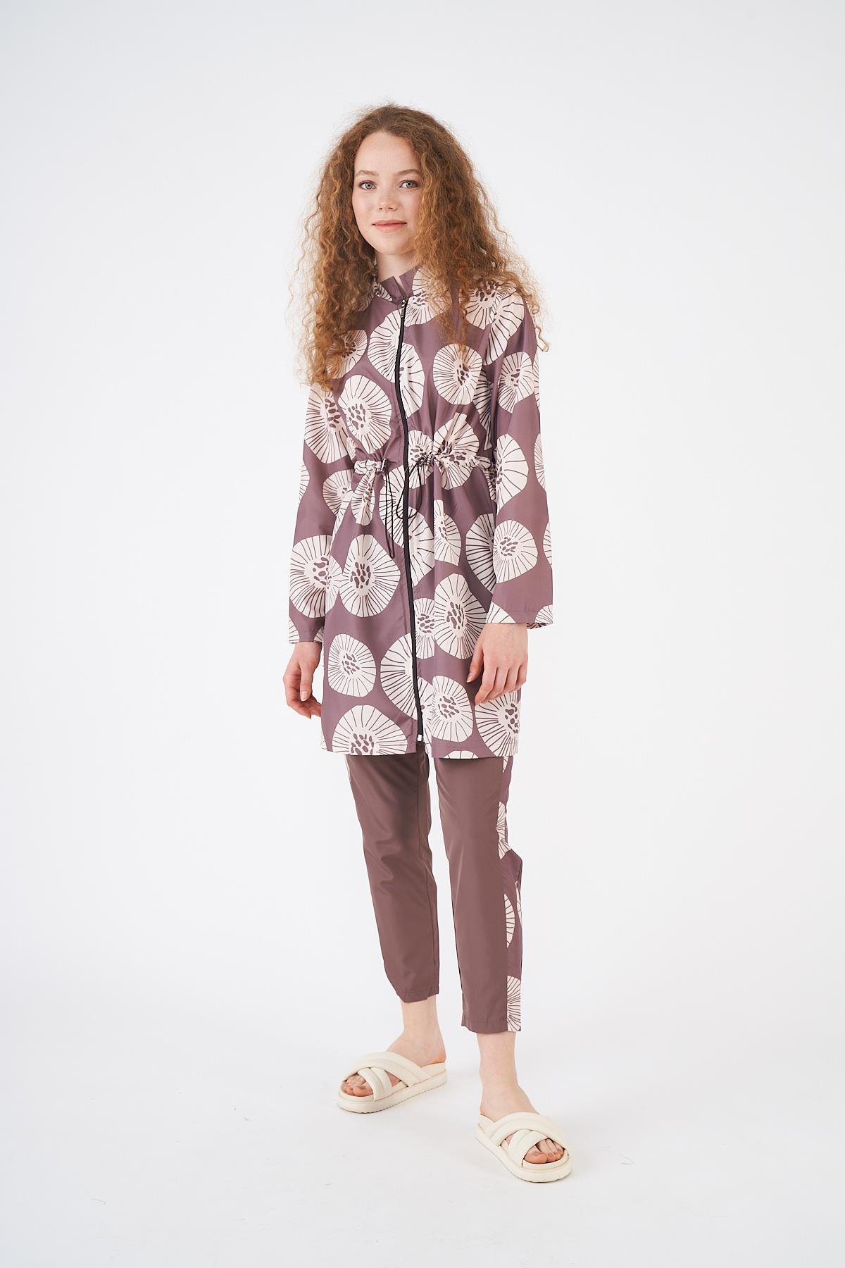 Stopper Pervane Pattern Covered Swimsuit Brownrengi