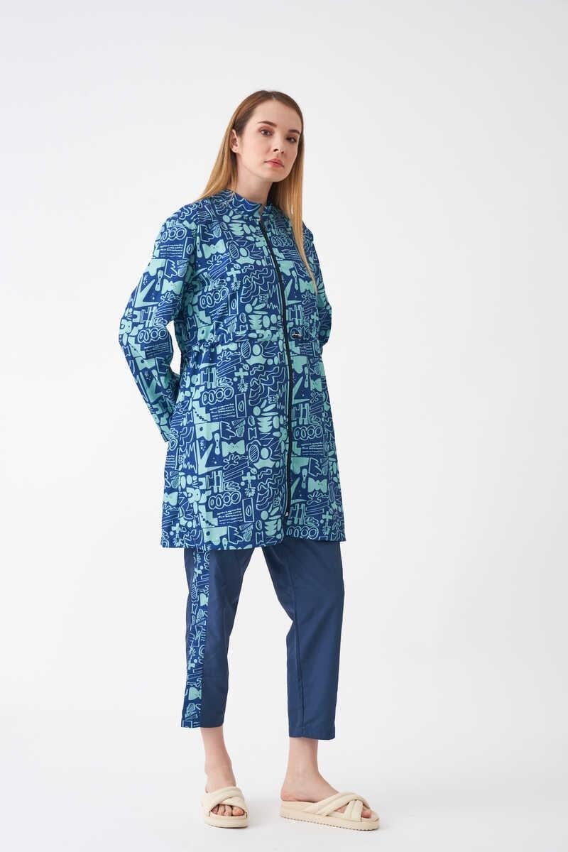 Stopper Sia Pattern Covered Swimsuit Dark Blue Green