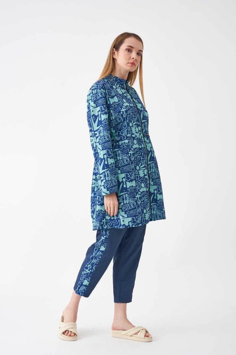 Stopper Sia Pattern Covered Swimsuit Dark Blue Green