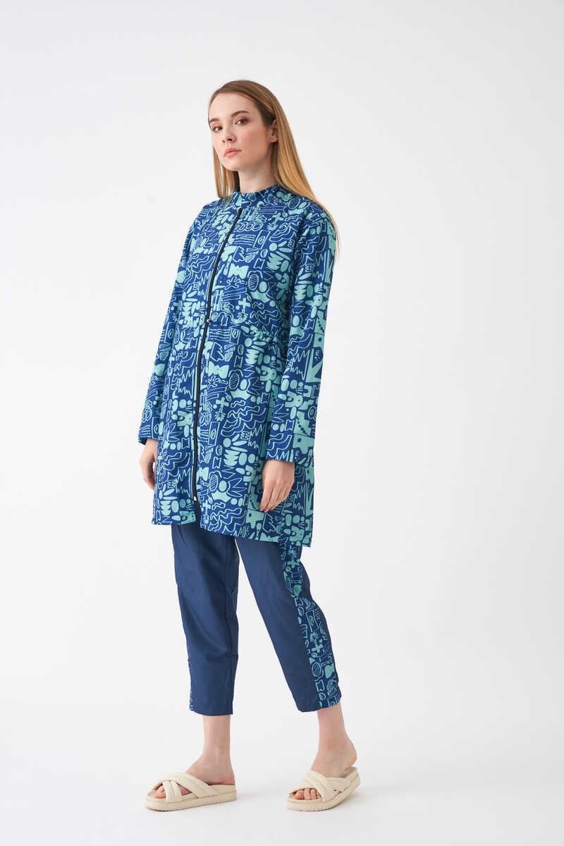 Stopper Sia Pattern Covered Swimsuit Dark Blue Green
