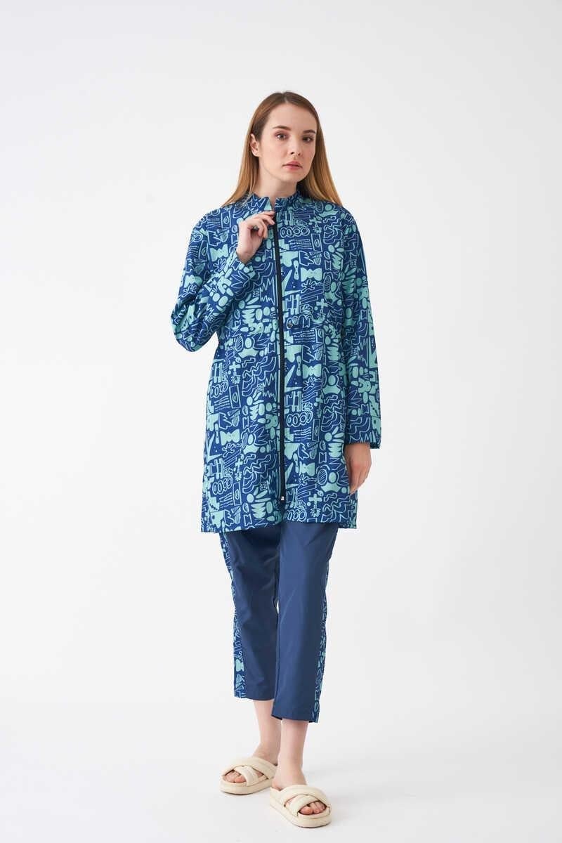Stopper Sia Pattern Covered Swimsuit Dark Blue Green