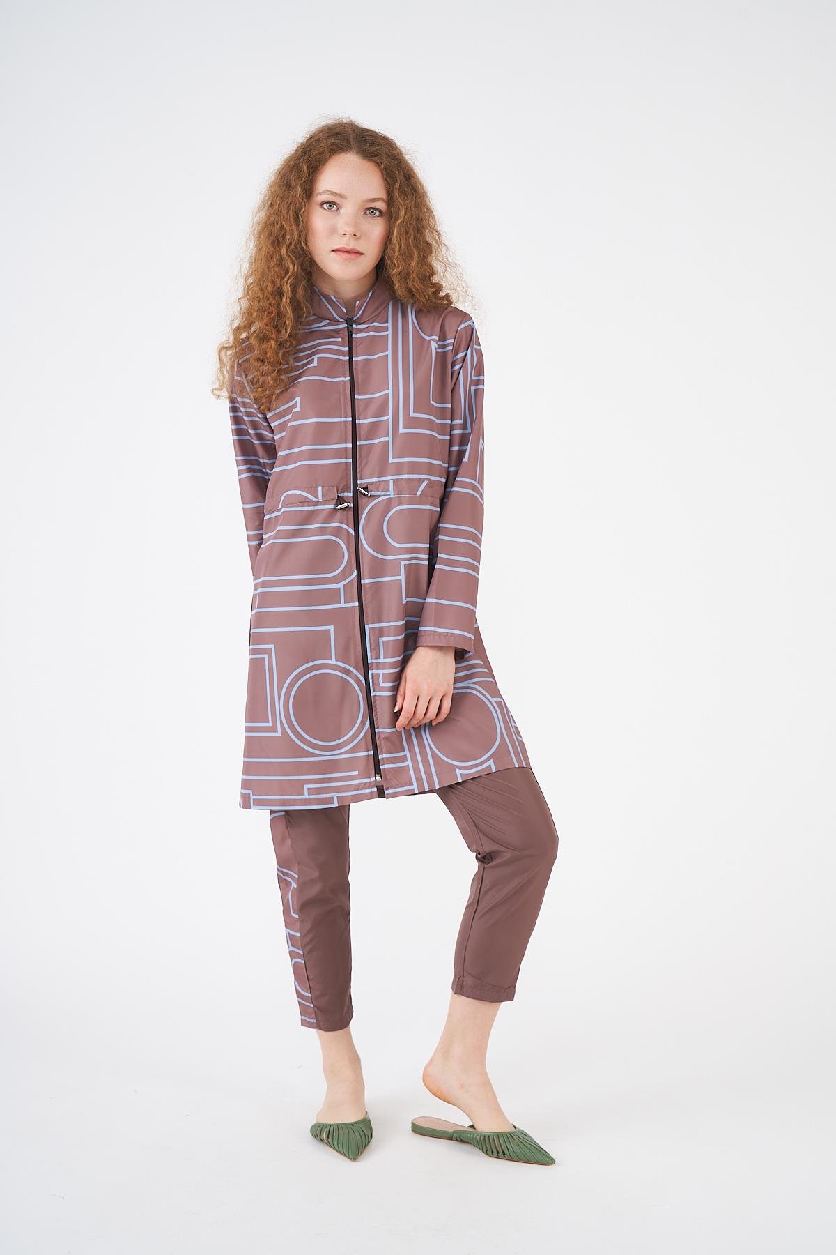 Stopper Tote Pattern Covered Swimsuit Brownrengi