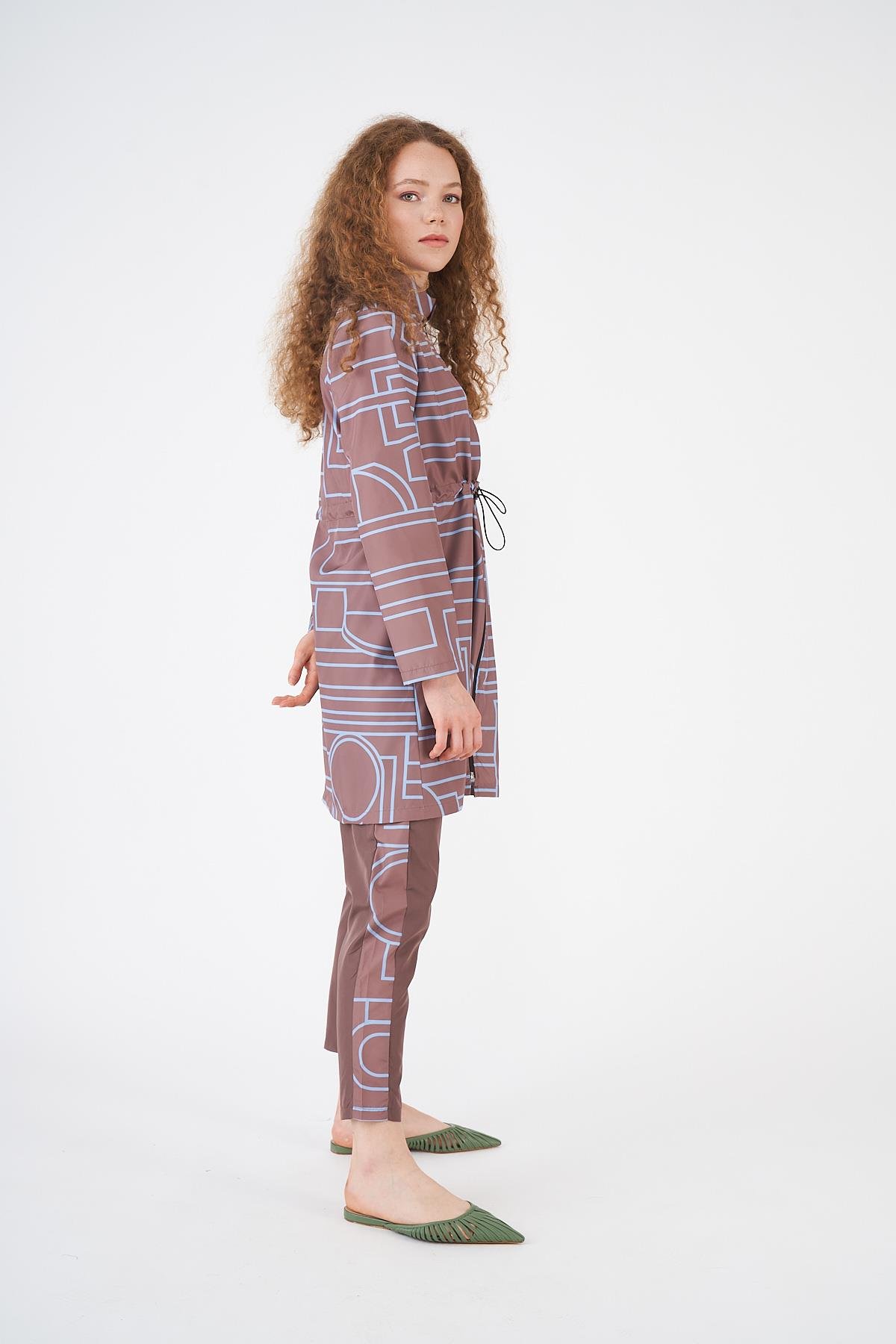 Stopper Tote Pattern Covered Swimsuit Brownrengi