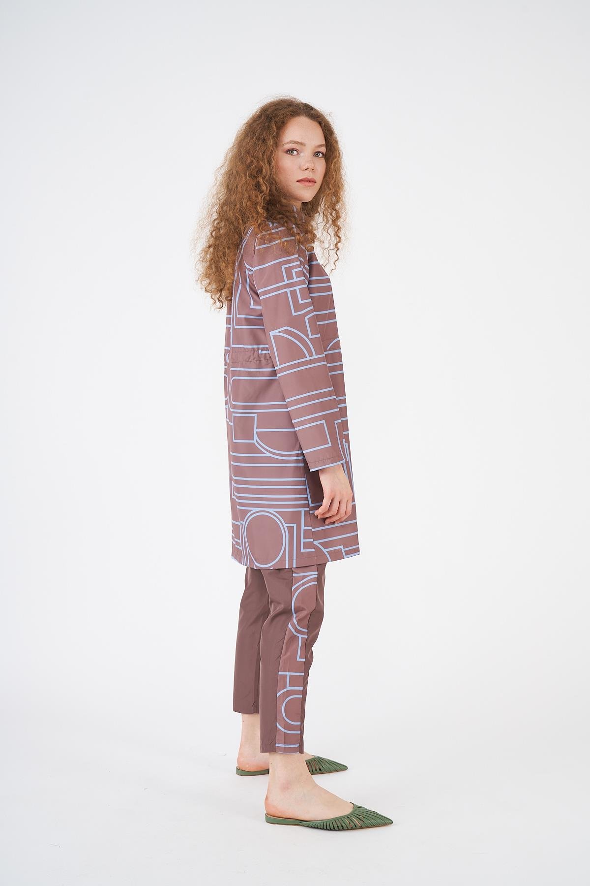 Stopper Tote Pattern Covered Swimsuit Brownrengi