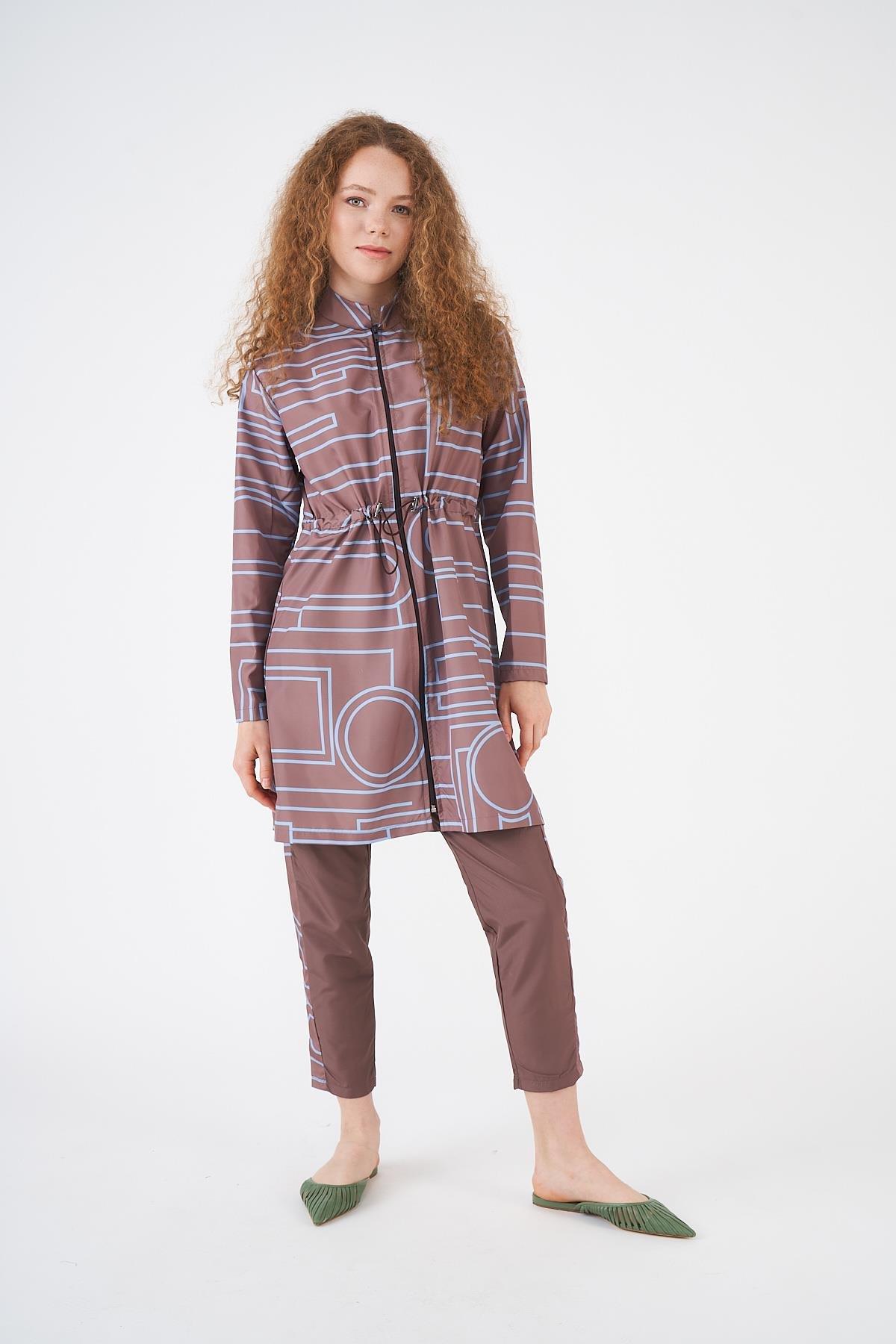 Stopper Tote Pattern Covered Swimsuit Brownrengi