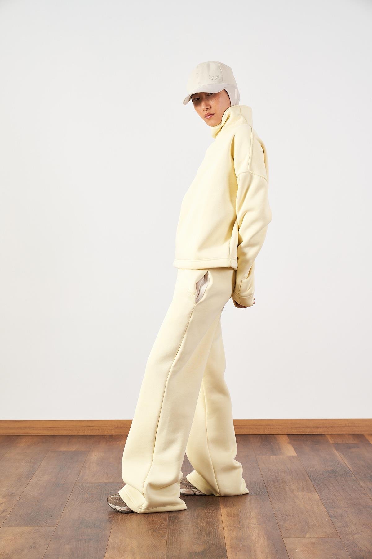 Üç İplik Polar Eşofman Takım Butter Yellow