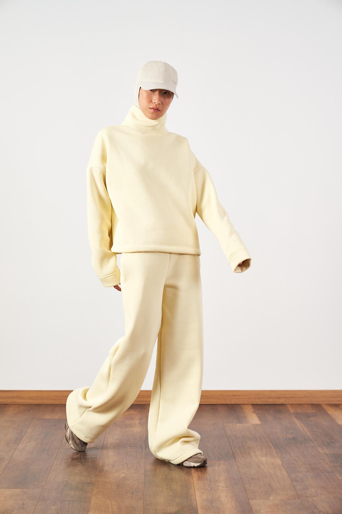Üç İplik Polar Eşofman Takım Butter Yellow