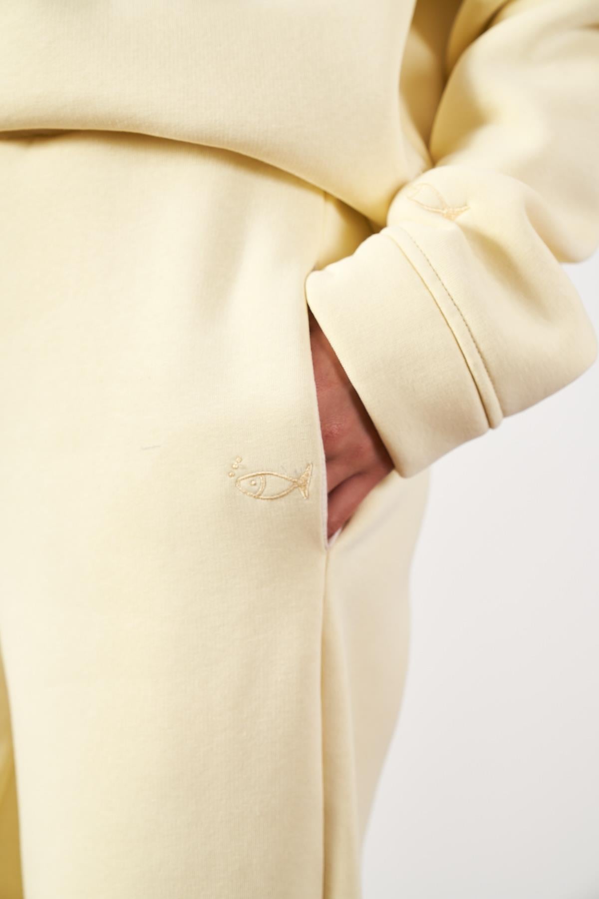 Üç İplik Polar Eşofman Takım Butter Yellow