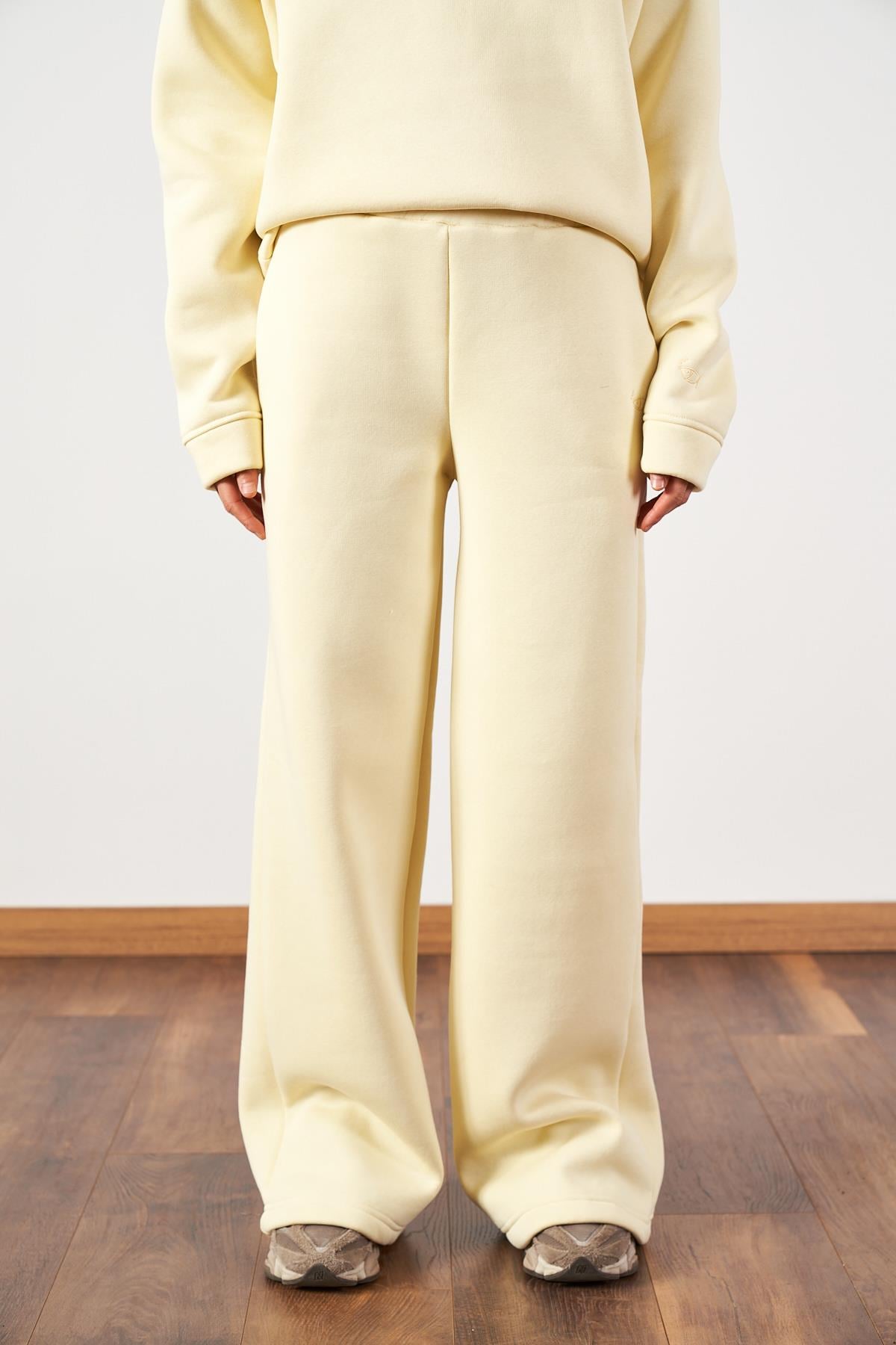 Üç İplik Polar Eşofman Takım Butter Yellow