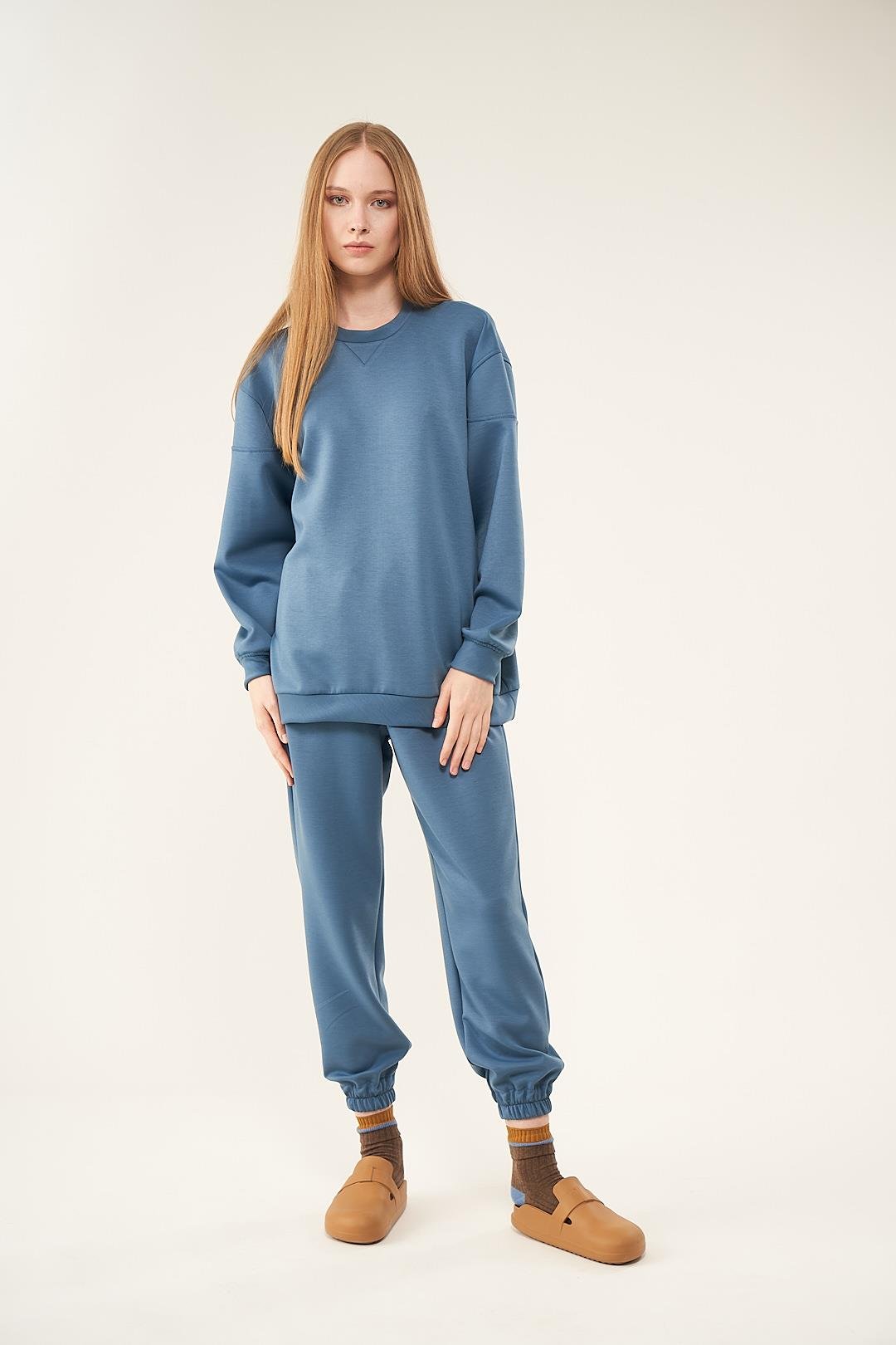 Üçgen Detaylı Sweatshirt İndigo