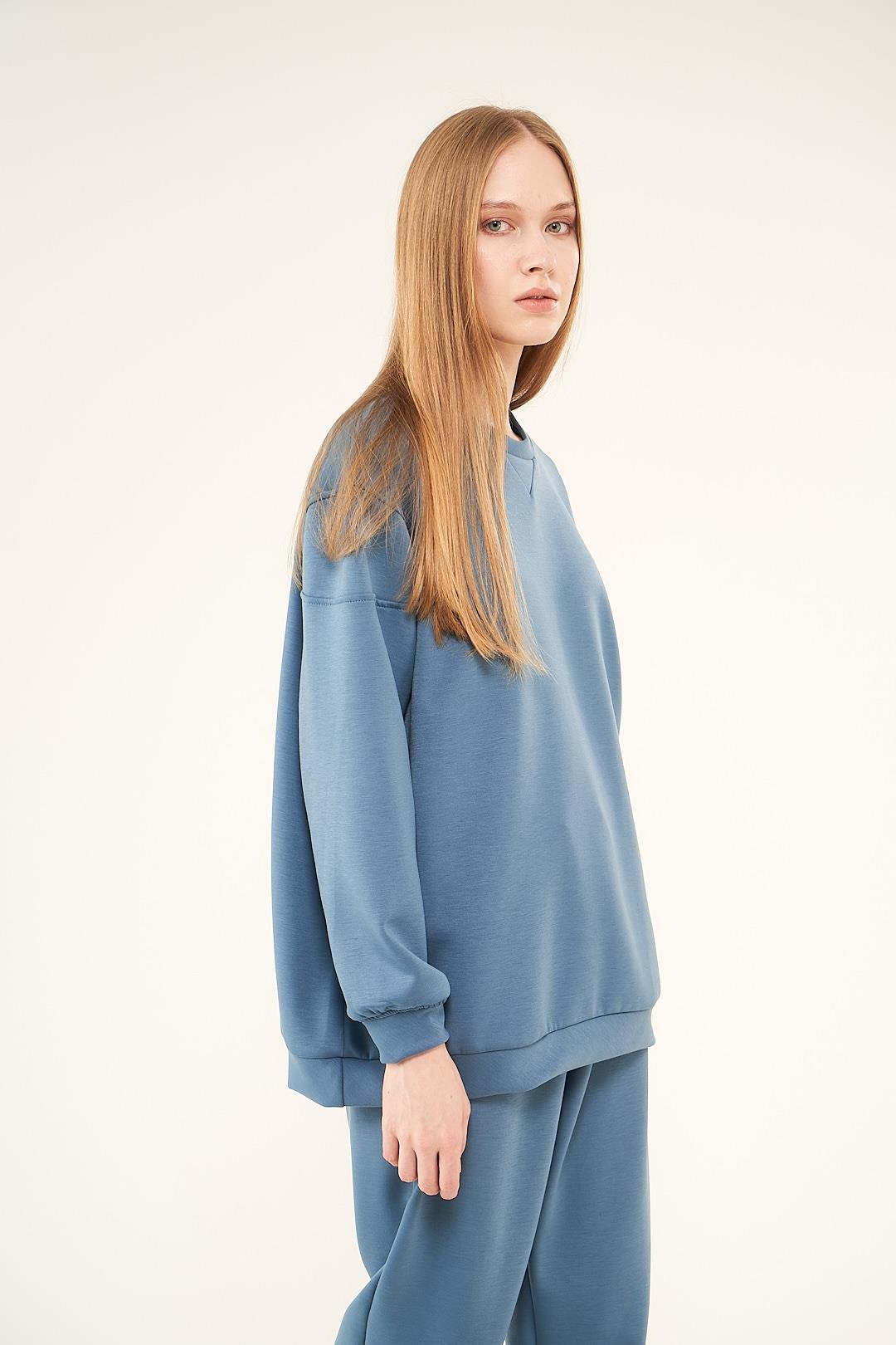 Üçgen Detaylı Sweatshirt İndigo