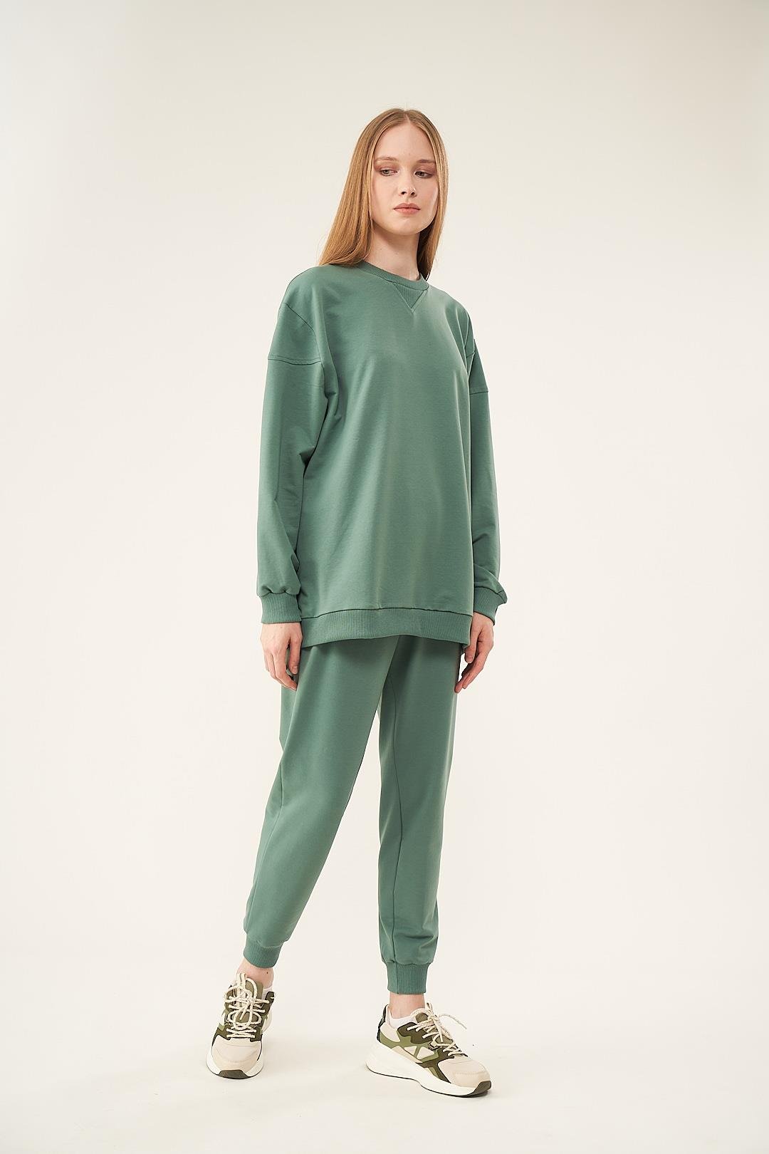 Üçgen Detaylı Sweatshirt Yeşil