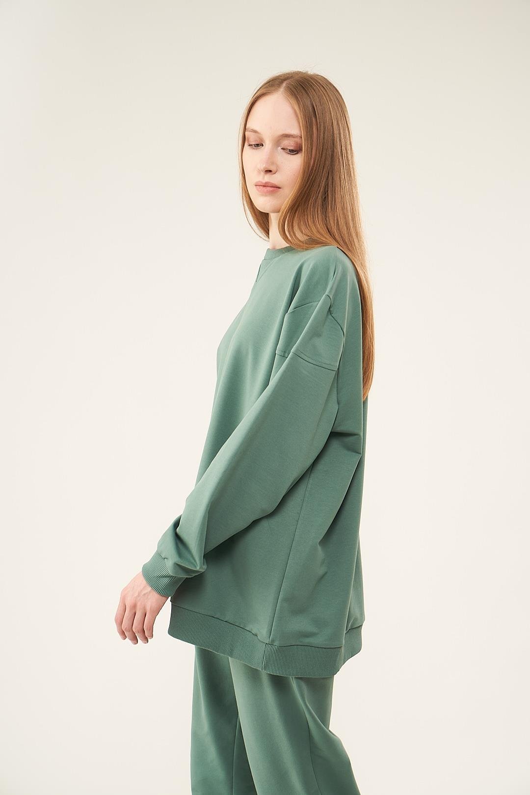 Üçgen Detaylı Sweatshirt Yeşil