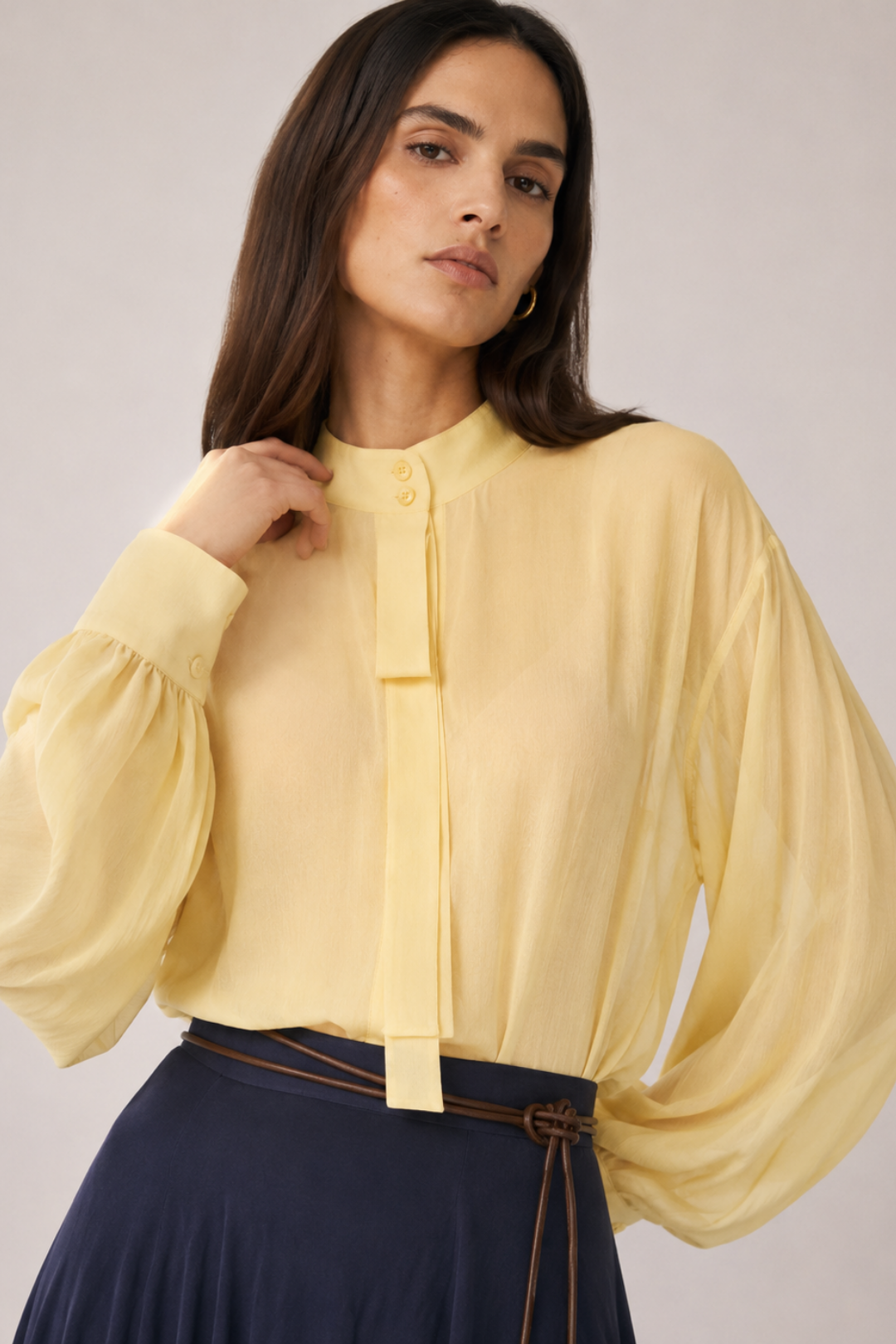 VELA | Fular Detaylı Gömlek Butter Yellow