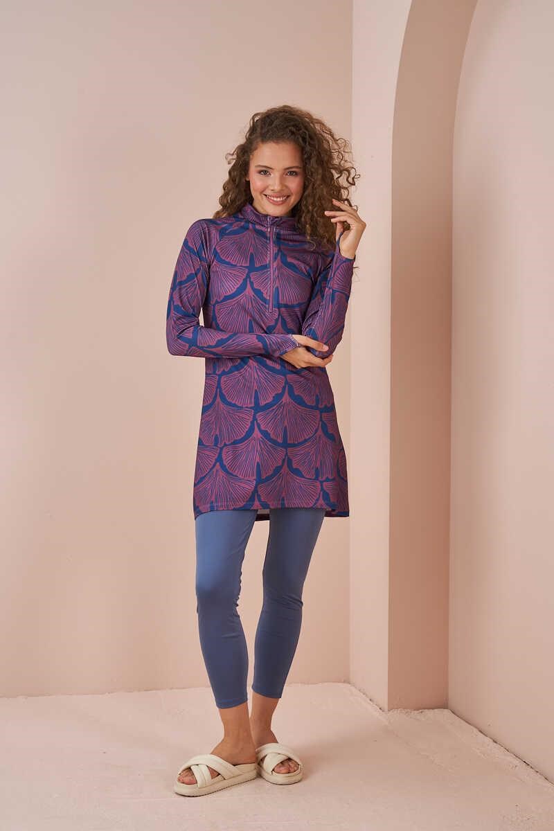 Yaprak PerformansTesettür Mayo 3 Lü Takım Lacivert