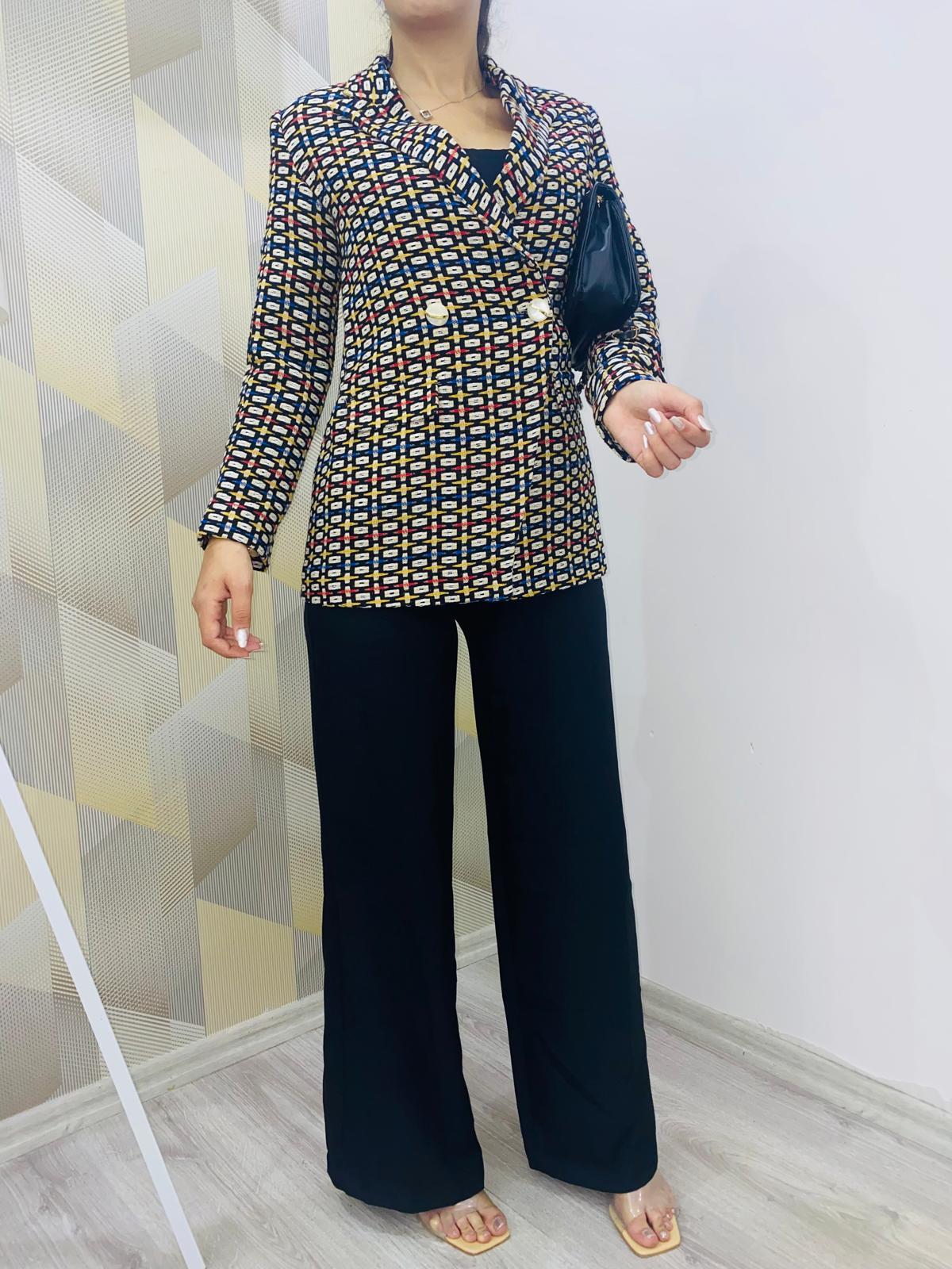 Desenli Blazer Ceket 