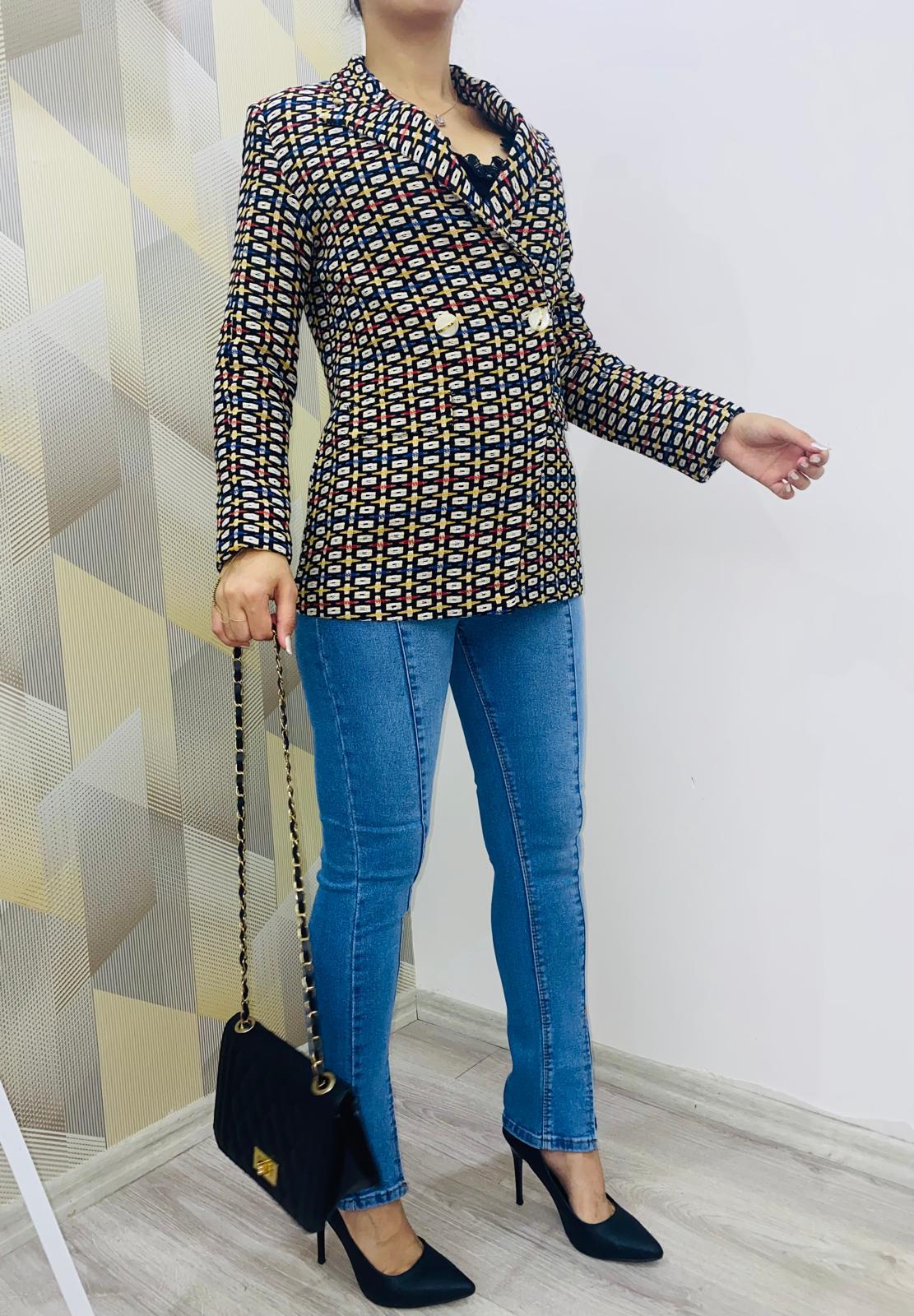 Desenli Blazer Ceket 