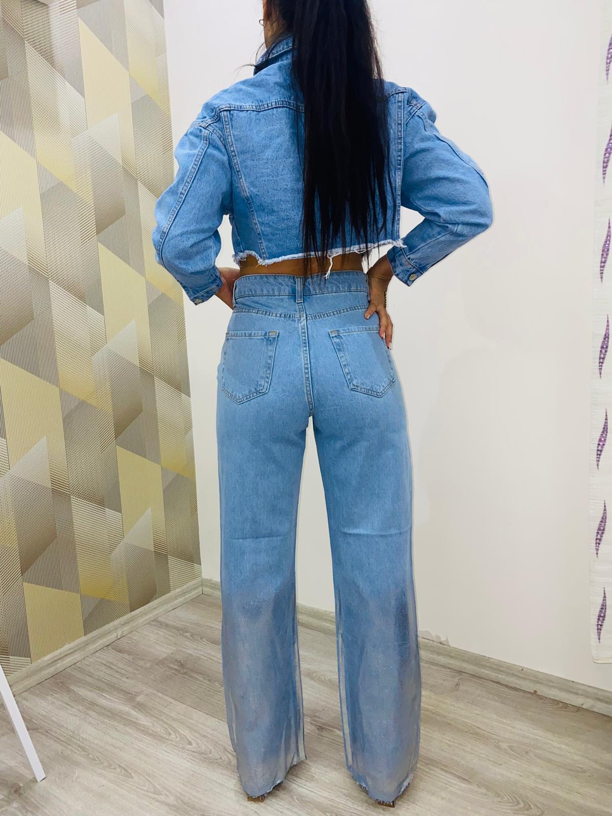 Oversize Crop Kot Ceket Mavi