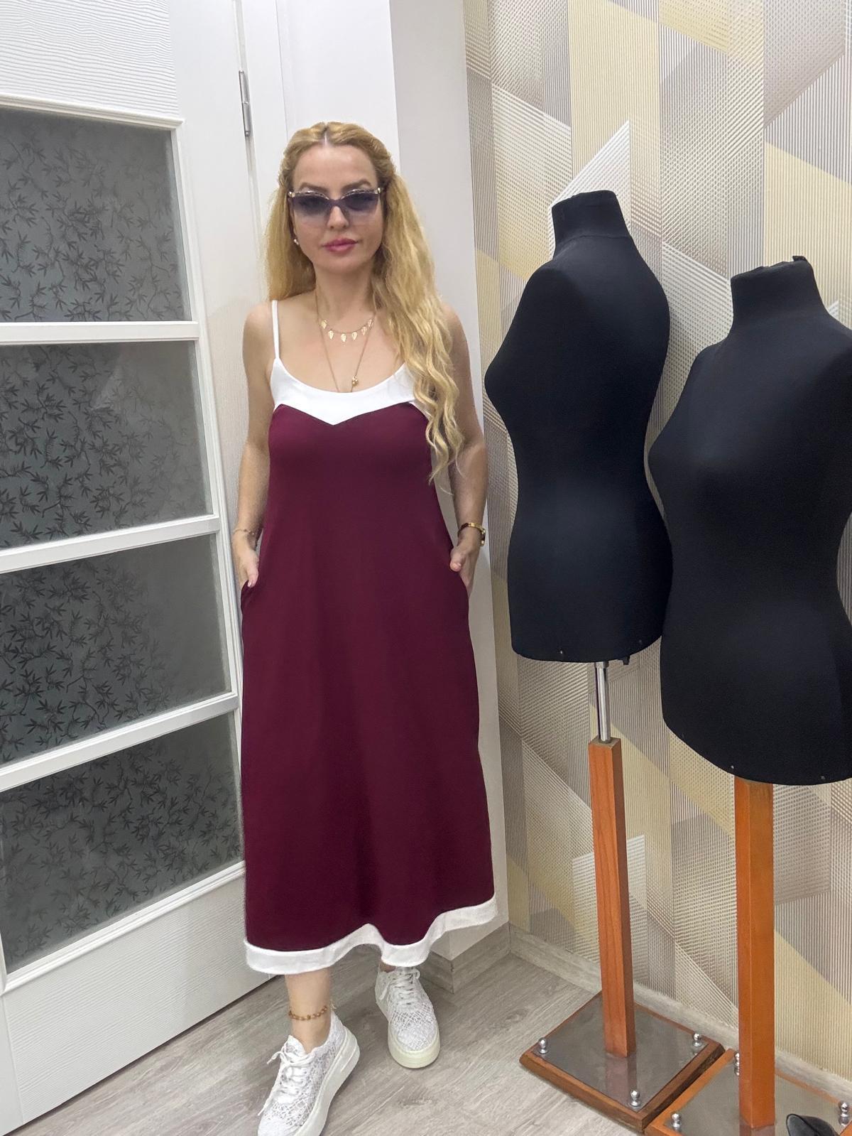 Oysho Modal Kumaş Cepli Asansör Elbise Bordo