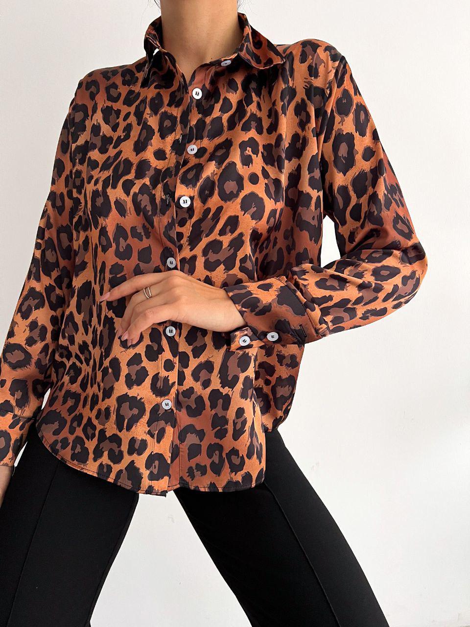 Saten Gömlek Leopar