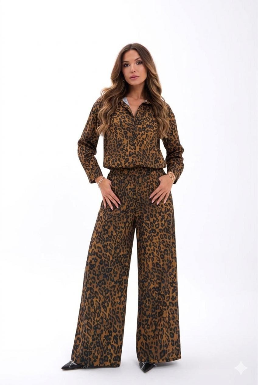 Saten İkili Takım Leopar