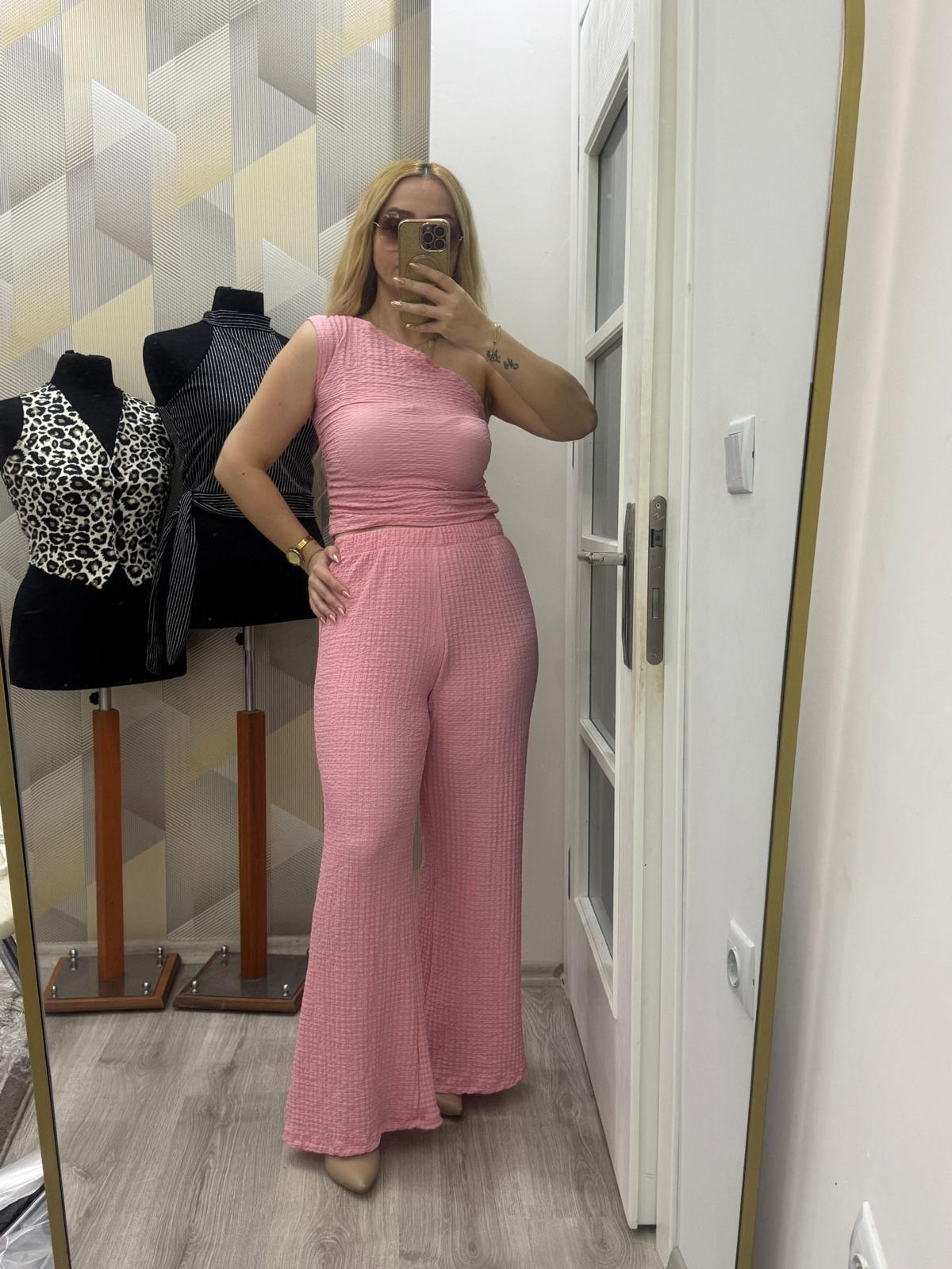 Tek Omuz İkili Takım Pembe