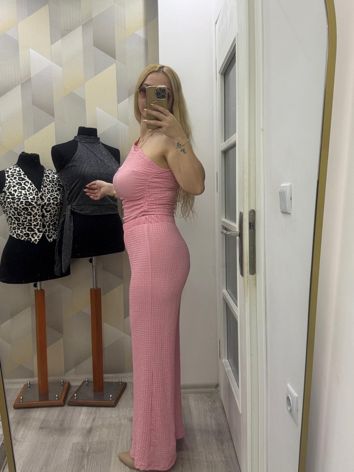 Tek Omuz İkili Takım Pembe