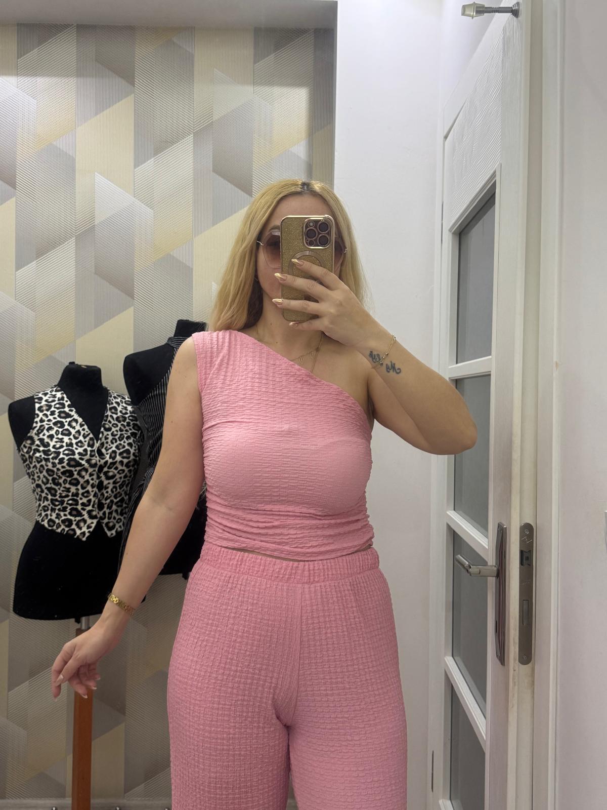 Tek Omuz İkili Takım Pembe