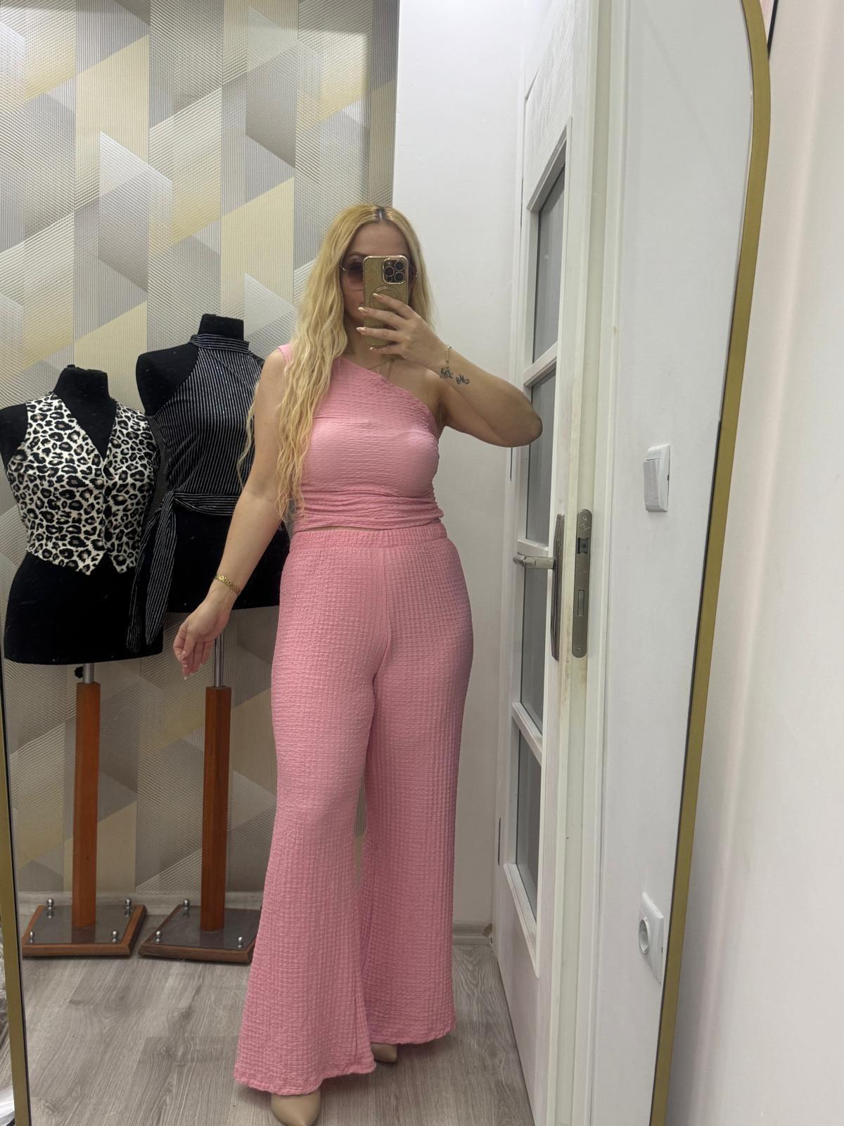 Tek Omuz İkili Takım Pembe