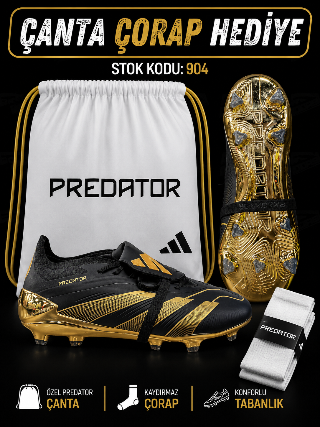  Predator サッカーシューズ ブラック ゴールド Gold Black Predator