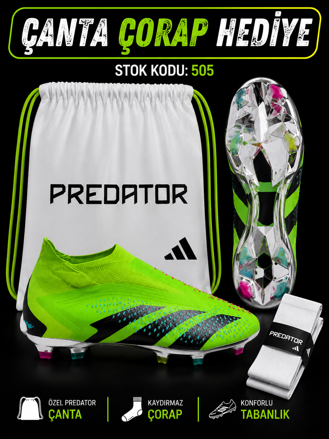 Predator Accuary FG Yeşil İpsiz