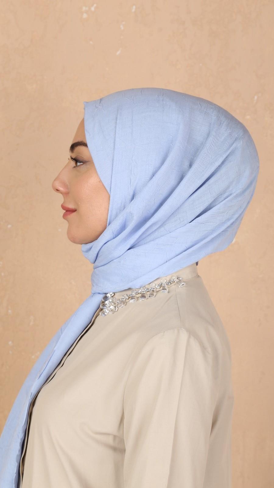 Bambu Kraş Şal Açık Mavi-19