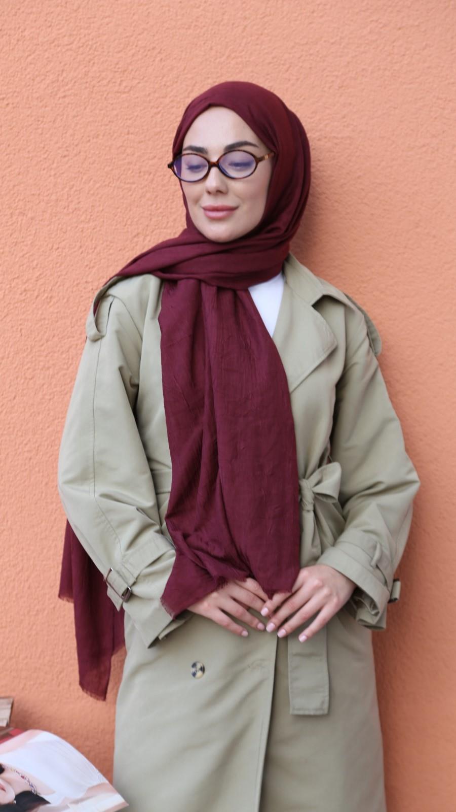 Bambu Kraş Şal Bordo-38