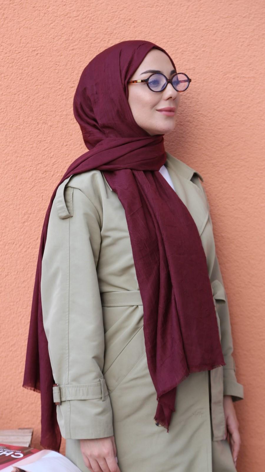 Bambu Kraş Şal Bordo-38