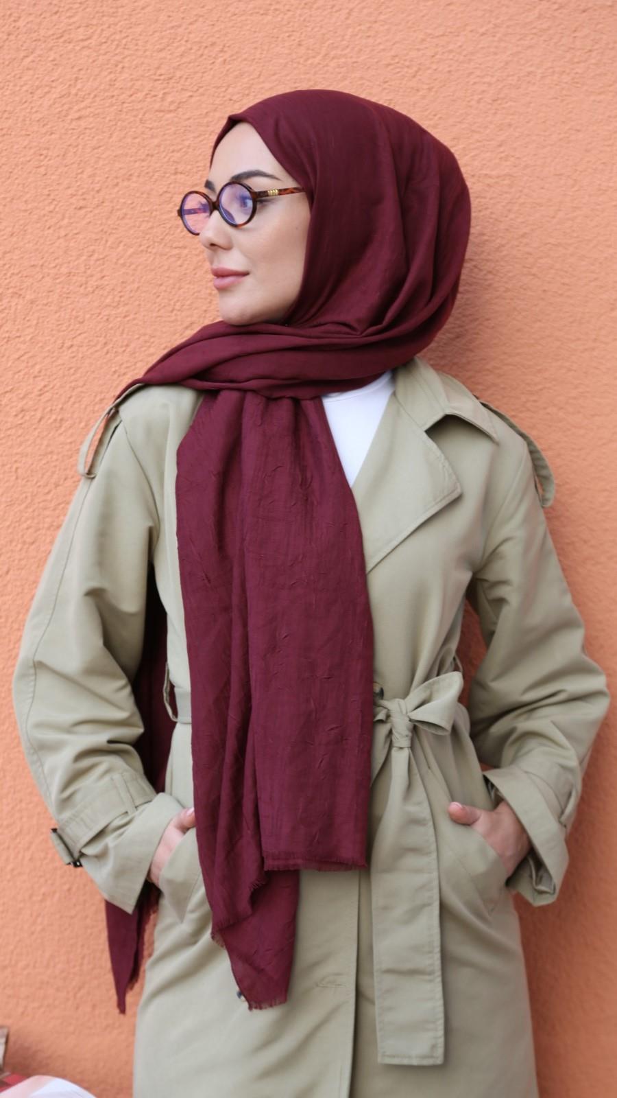 Bambu Kraş Şal Bordo-38