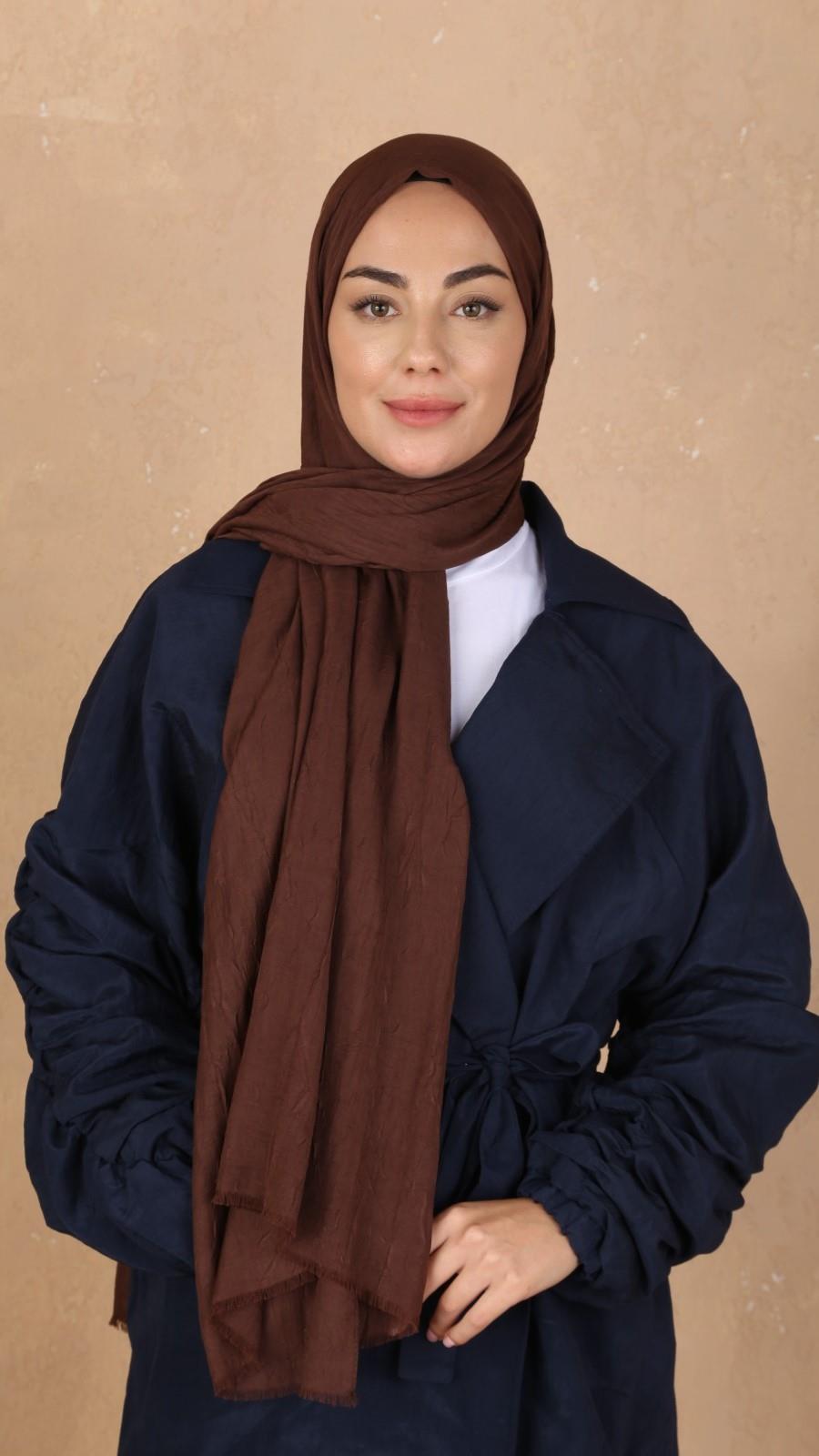 Bambu Kraş Şal Kahve-8