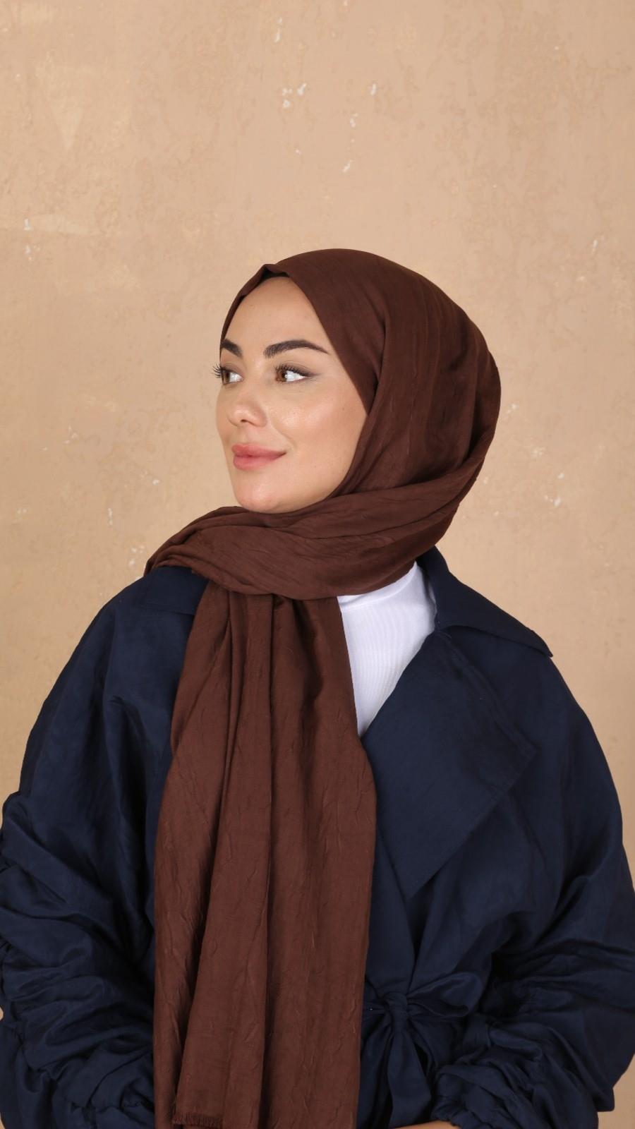 Bambu Kraş Şal Kahve-8