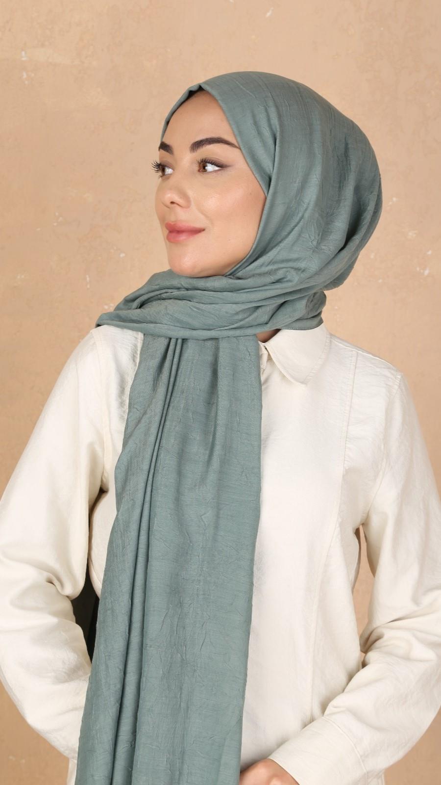 Bambu Kraş Şal Koyu Mint Yeşili-16