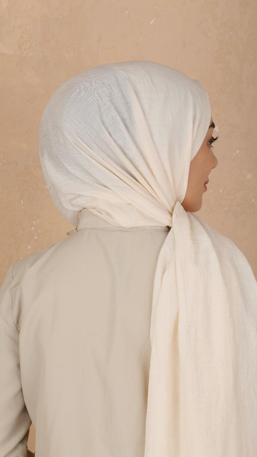 Bambu Kraş Şal Krem-27